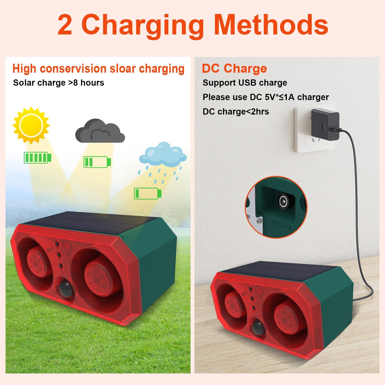 ChunHee ChunHee Solar Outdoor Motion Sensor Alarm,Dog Barking Alarm & Support Recording,Volume,13 Sounds,130dB Loud Motion Sensor Noise Maker,Motion Activated Alarm for Deer,Bear,Intruder