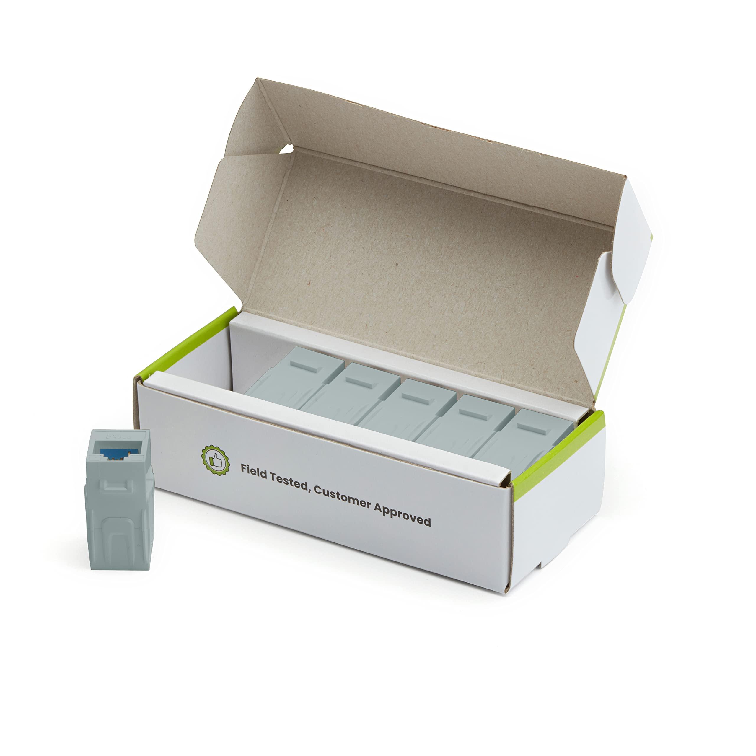 TRUE CABLE trueCABLE Cat6 Keystone Jack Coupler, Unshielded (UTP), PoE++ (4PPoE), UL Listed, ETL Verified, ANSI/TIA 568-2.D Cat 6 Performance Compliant, Female to Female RJ45 Couplers, Gray, 6 Pack