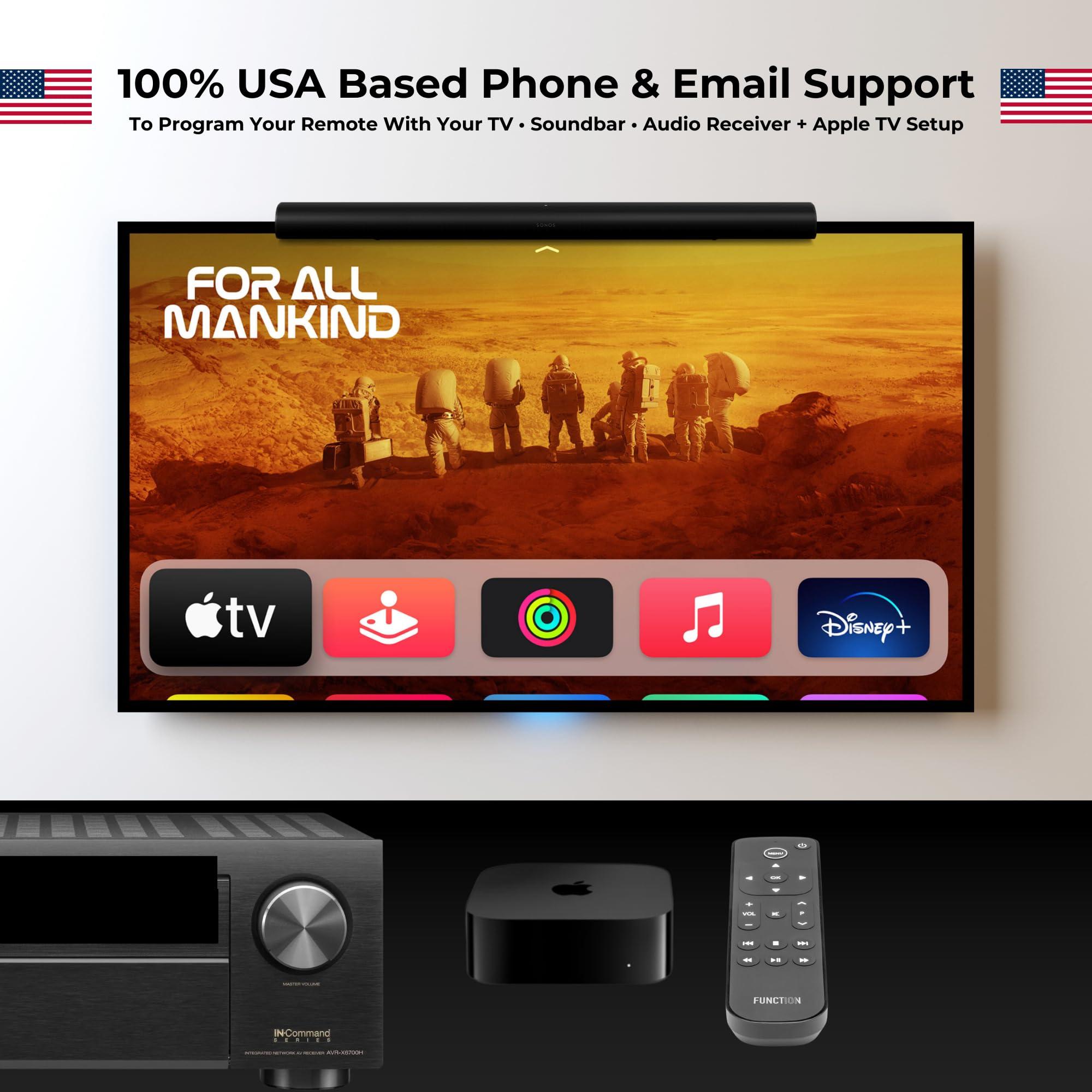 Function101 Function101 F101-ATVRM-BT Bluetooth Replacement Button Remote for Apple TV | BLE and Infrared Connectivity | 2 AAA Batteries Included