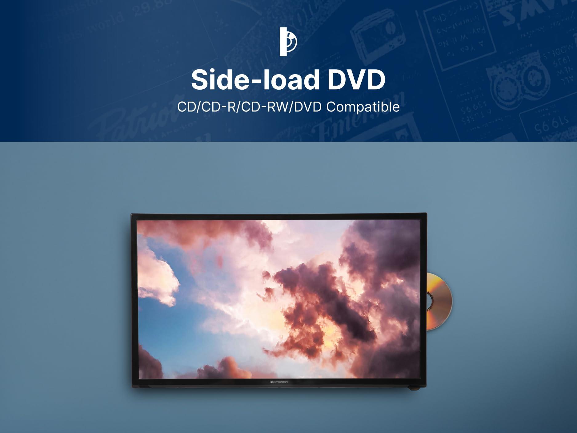 Emerson Emerson ESTD-2400 24" Class HD Smart TV with Built-in DVD Player | 720p LED Display, Wi-Fi Streaming, HDMI, USB & RCA Inputs | Space-Saving Design, Wall Mountable, Includes Remote Control