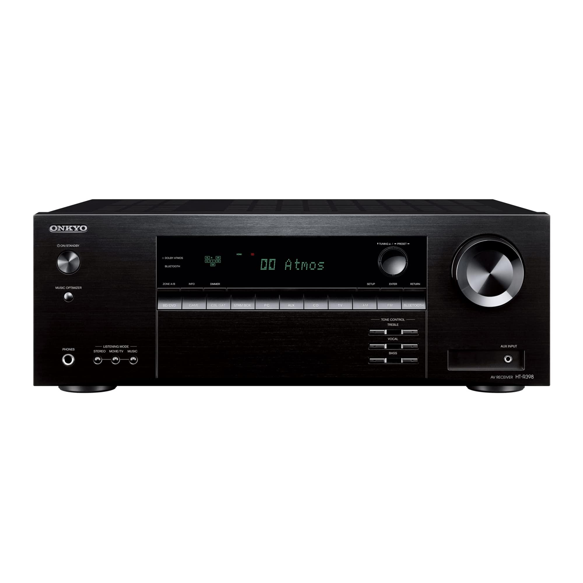 Onkyo Onkyo HT-S3910 Home Audio Theater Receiver and Speaker Package, Front/Center Speaker, 4 Surround Speakers, Subwoofer and Receiver, 4K Ultra HD (2019 Model)