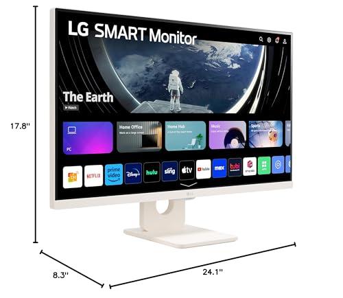 LG LG 27SR50F-W Smart Monitor 27-Inch FHD (1920x1080) IPS Display, webOS 23, HDR 10, x2 Built-in Speakers, AirPlay 2, Screen Share, Bluetooth, ThinQ App, Remote Control, White