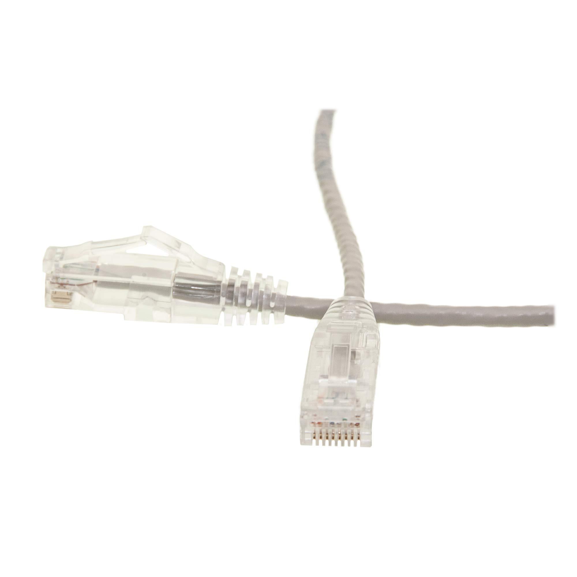 CableWholesale CableWholesale Cat6 Slim Ethernet Patch Cable, 28AWG, ETL Approved, RJ45 Gold Plate Connector Snagless/Boot Unshielded Twisted Pair (UTP), Internet Network Patch Cable, Gray, 6 Foot
