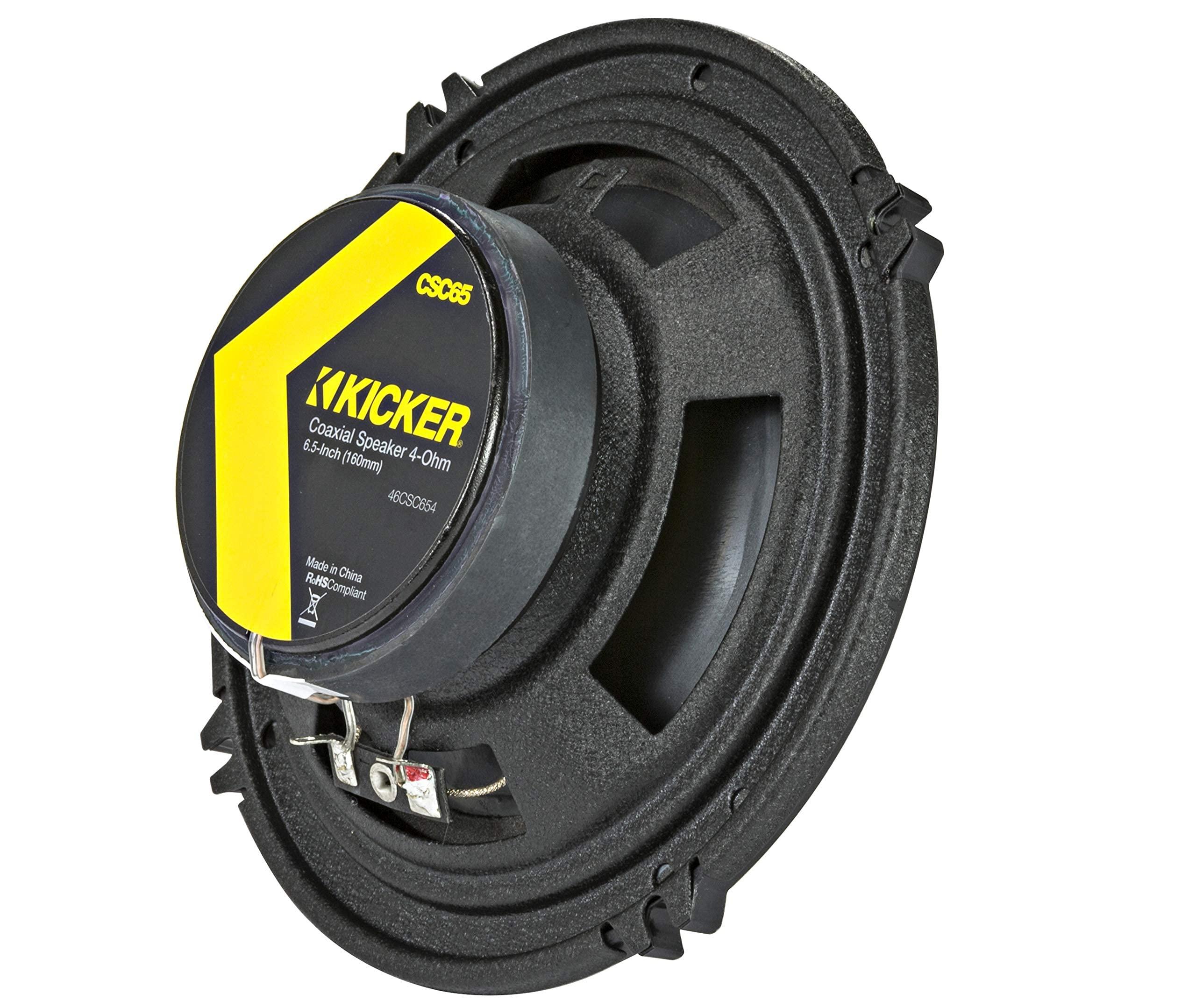 KICKER KICKER CSC65 CS Series 6.5 Inch 300 Watt 4 Ohm 2-Way Car Audio Coaxial Speakers System with Polypropylene Cone, PEI Tweeters & EVC Technology, Pair (Renewed)