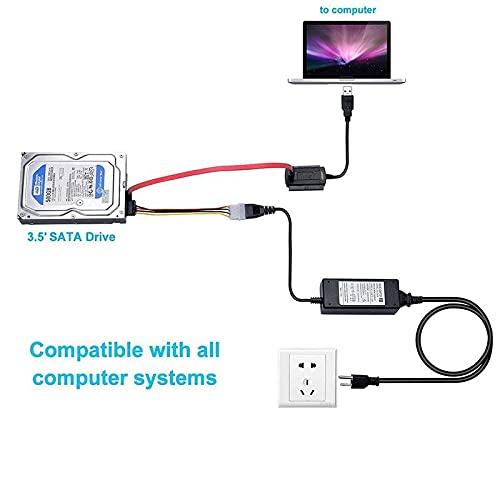 Zereff Connectors SATA to USB IDE Adapter USB 3.0 2.0 Sata 3 Cable for 2.5 3.5 Hard Disk Drive HDD SSD USB Converter IDE SATA Converter Connectors - (CN, Color: US Full Set)