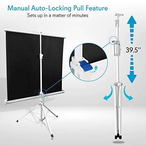 Pyle Pyle Portable Projector Screen Tripod Stand - Mobile Projection Screen, Lightweight Carry & Durable Easy Pull Assemble System for Schools Meeting Conference Indoor Outdoor Use, 50 Inch