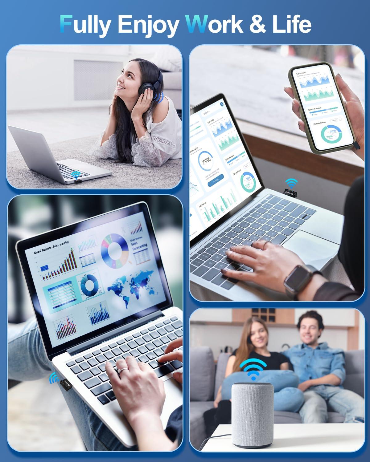 ZEXMTE ZEXMTE USB Bluetooth Adapter for PC, 5.4 Bluetooth Dongle, Plug-and-Play for PC, Laptop, Mouse, Keyboard, Headsets, Speakers, Support Windows 11/10/8.1/7