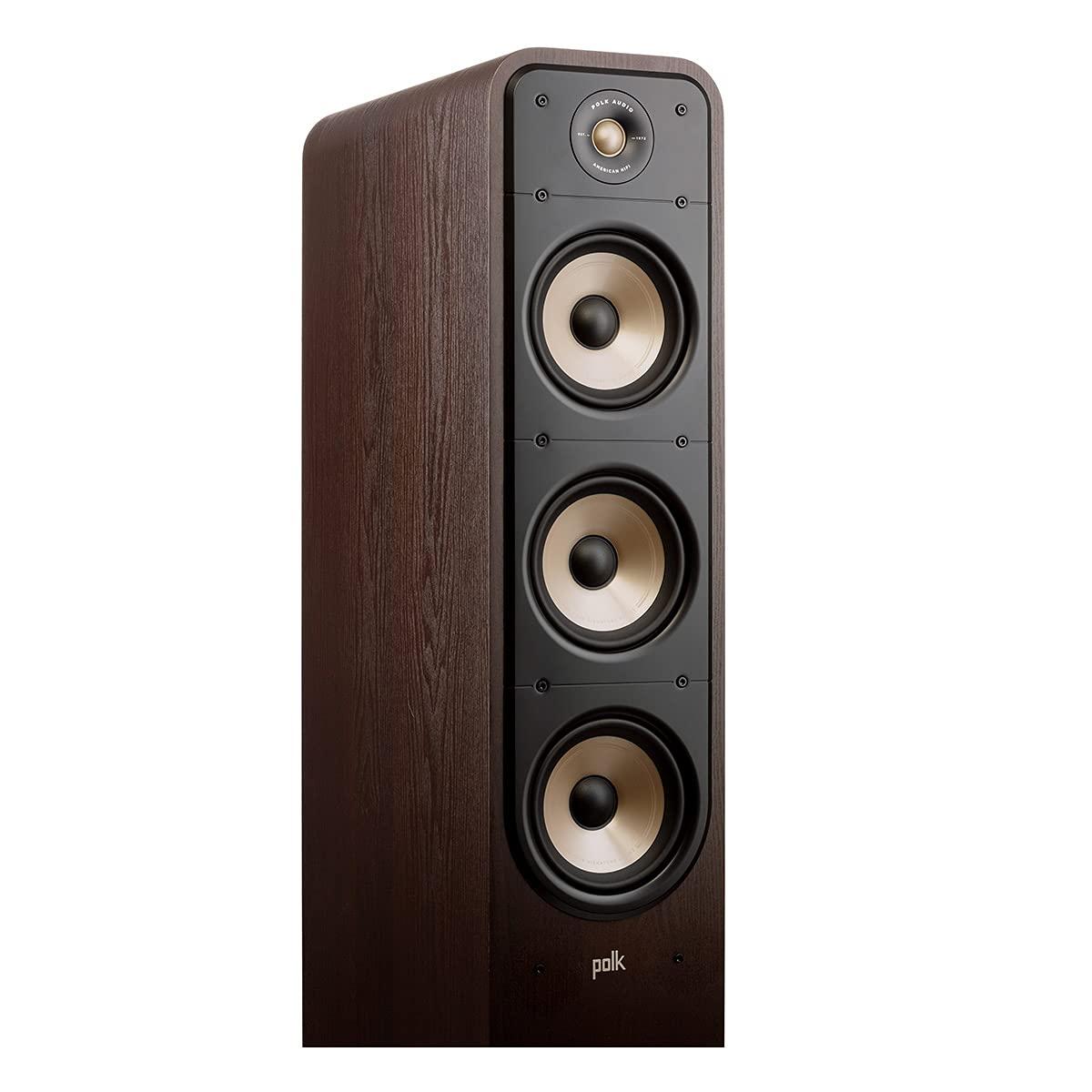 Polk Audio Polk Signature Elite ES60 Tower Speaker - Hi-Res Audio Certified, Dolby Atmos & DTS:X Compatible, 1\" Tweeter & Three 6.5\" Woofers, Power Port Technology for Effortless Bass, Contemporary Walnut