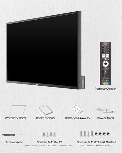 SYLVOX SYLVOX Outdoor TV, 43 inch 2000 Nit High Brightness Smart Outdoor TV, 4K Sunlight Readable Display, IP55 Waterproof, Smart TV for Outdoor Households or Commercial Places (Pool Pro 2.0/2024)