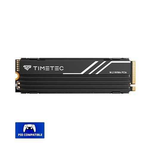 Timetec Timetec 1TB PCIe 4.0 White Heatsink Gaming SSD NVMe Phison E27T PCIe Gen4x4 M.2 2280 3D NAND TLC SLC Cache Read/Write Speed Up to 7,400/6,100 MB/s Internal Solid State Drive for PS5, PC Desktop