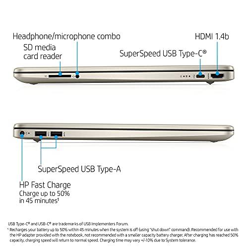 HP HP 2021 15.6" HD Laptop Computer, AMD Athlon Silver N3050U, 4GB RAM, 128GB SSD, HDMI, USB-C, Webcam, Windows 10 S with Office 365 for 1 Year, Mouse, Sleeve + YSC Accessory (Gold)