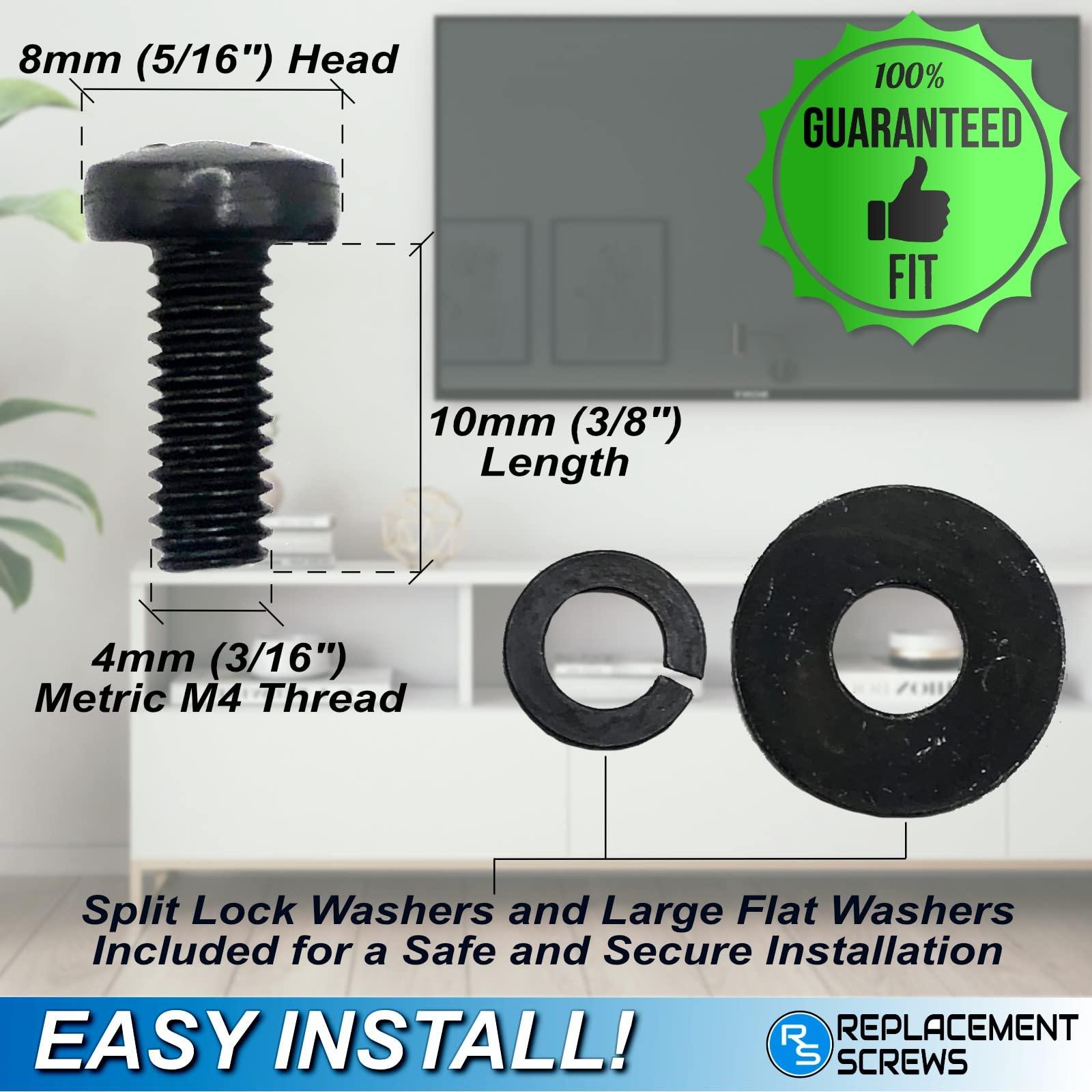 ReplacementScrews ReplacementScrews VESA Compatible M4 10mm TV/Monitor Wall Mount Screws for 75x75mm and 100x100mm Brackets. Metric Screws & Washers for Mounting Any TV/Monitor Brand.