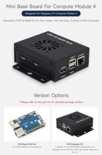 waveshare Waveshare CM4-IO-BASE-B for Raspberry Pi Compute Module 4 Bundle with USB HDMI Adapter (6 Items)