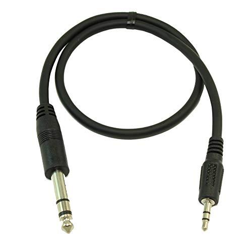 My Cable Mart MyCableMart 1.5ft 1/4" Stereo TRS to 3.5mm Audio/Guitar Male to Male Cable, Black
