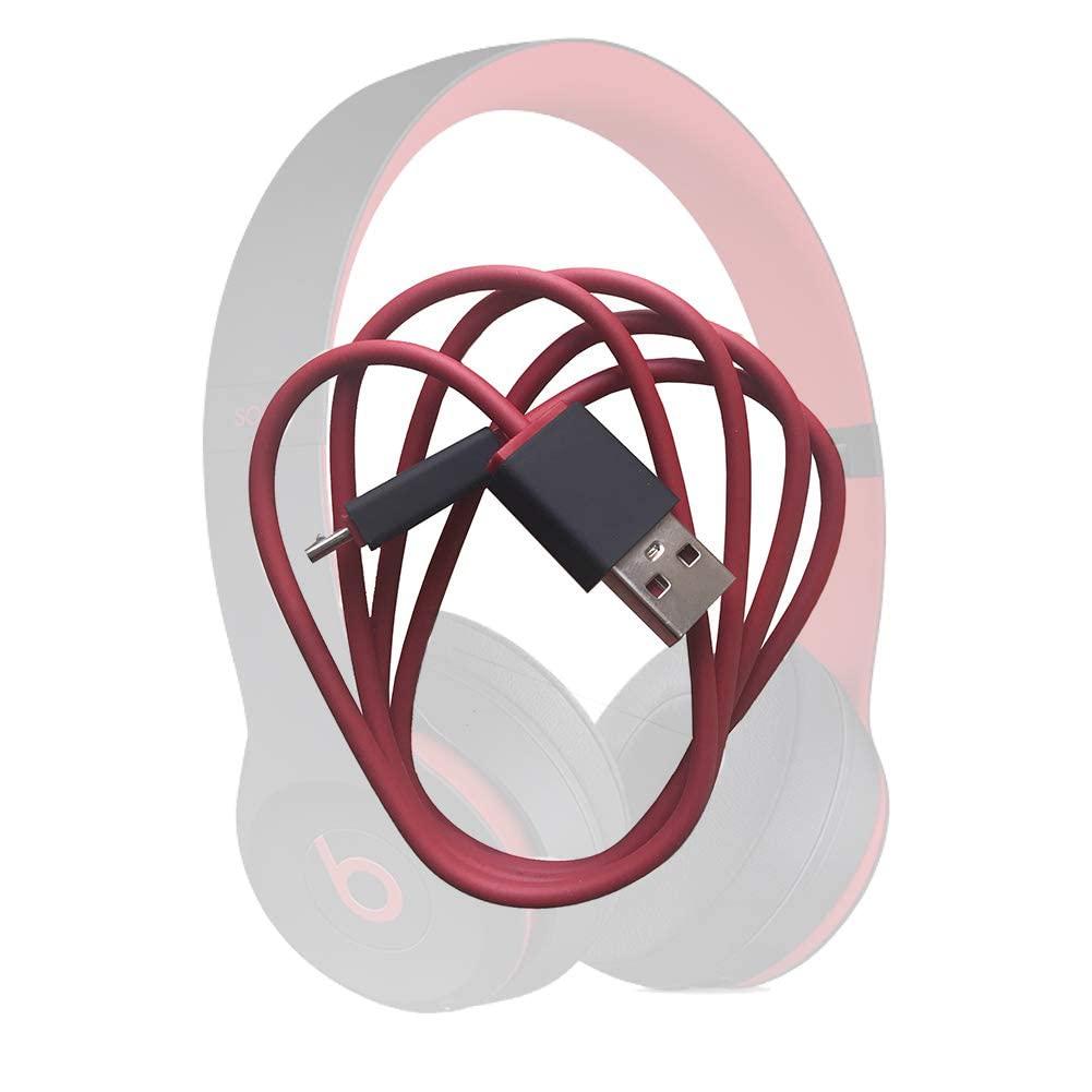 VELANTY Original Replacement AUX Audio Cable Cord for Beats by Dre Headphones Solo/Studio/Pro/Detox/Wireless with MIC Red+Replacement Charger Cable for Beats by Dr Dre and Pill