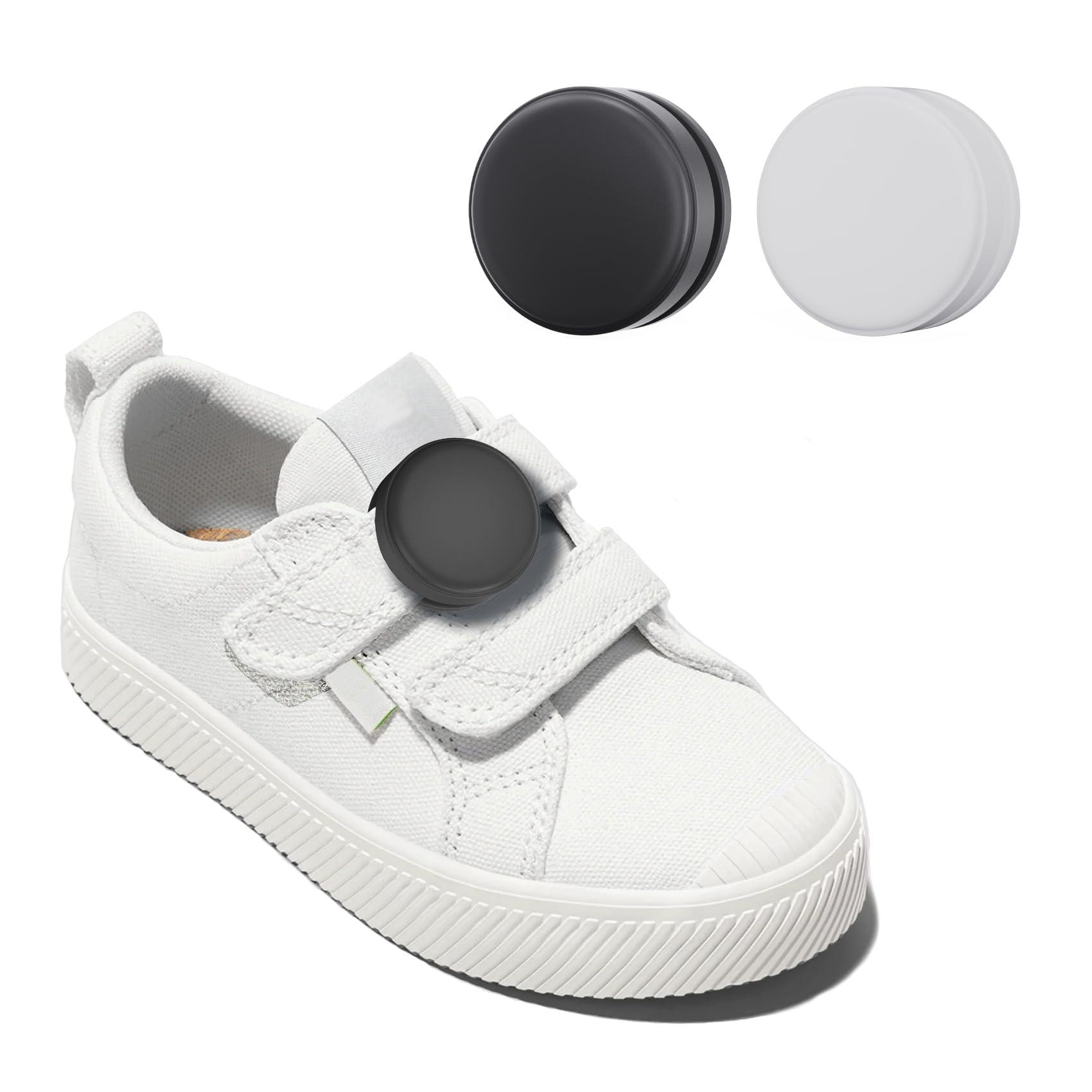 ZUBUHUHU 2 Pack AirTag Holder for Kids Shoelaces, Hidden Silicone Air Tag Case Holder for Children Shoes Shoestring (Black, White)