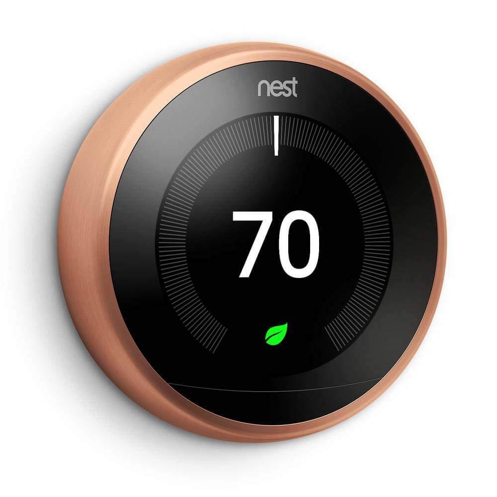 Google Google Nest Learning Thermostat - Programmable Smart Thermostat for Home - 3rd Generation Nest Thermostat - Works with Alexa - Copper