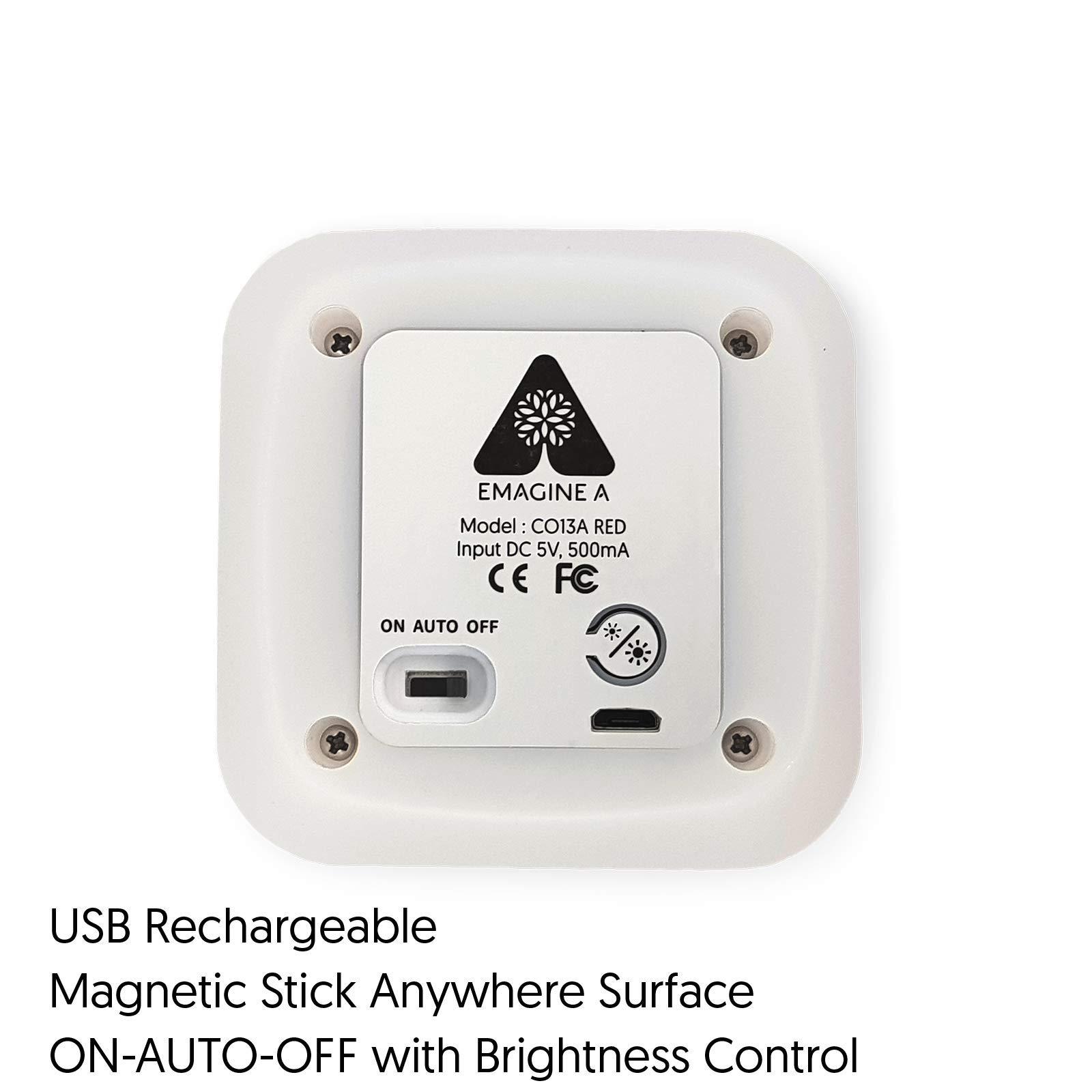 emagine A Sleep Aid LED Motion Sensor Portable Rechargeable Night Light Motion Activated Auto Sensor, Promotes melatonin Production and Healthy Sleep, ON-Off-Auto-Brightness Toggle, 2-Pack (Amber)