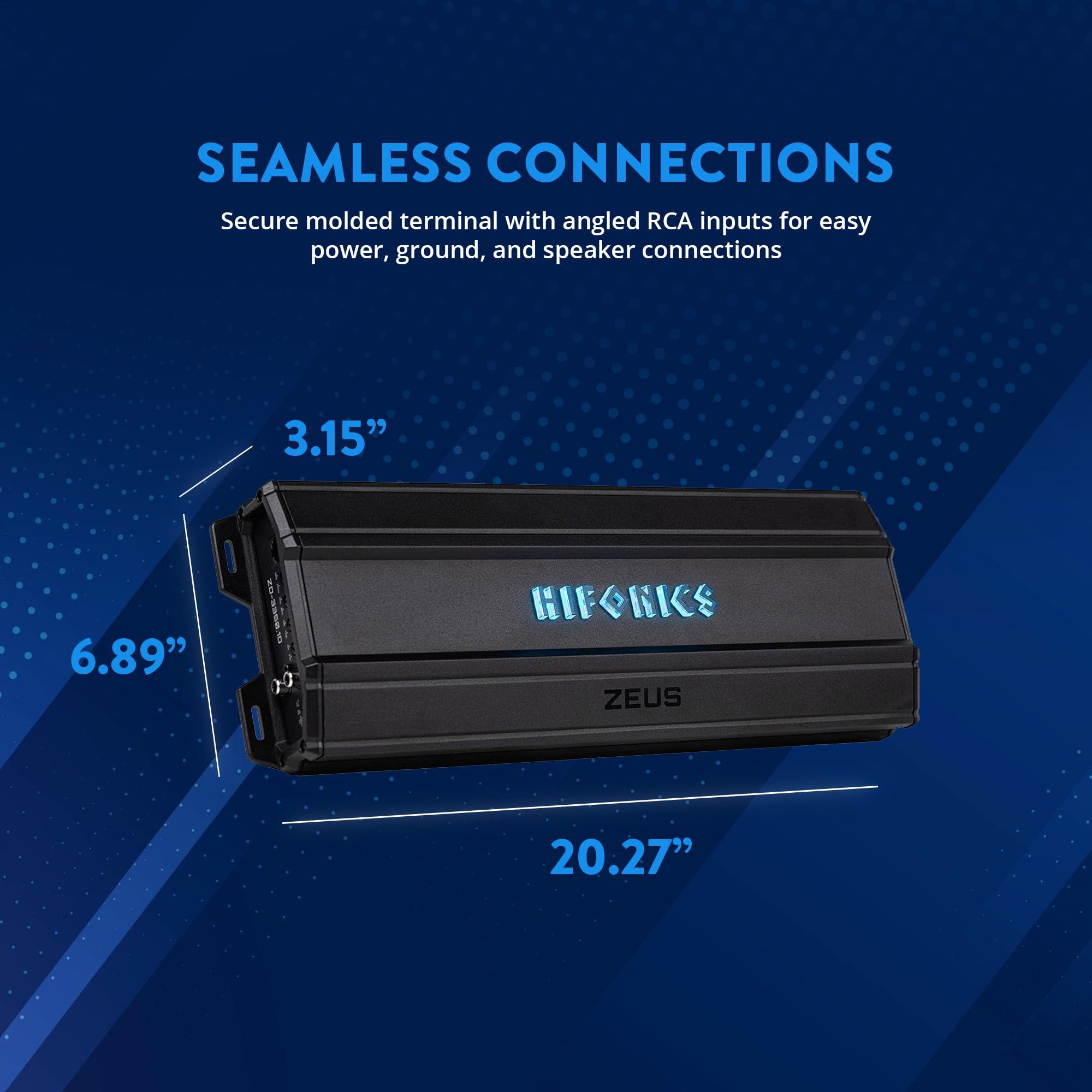 Hifonics Hifonics Zeus Delta 3,350 Watt Compact Mono Block Nickel Plated Mobile Car Audio Amplifier with Auto Turn On Feature, ZD-3350.1D, Black