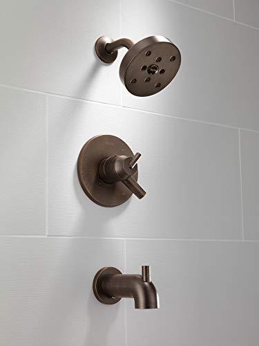 DELTA FAUCET Delta Faucet Trinsic 17 Series Dual-Function Tub and Shower Trim Kit, Shower Faucet, Single-Spray H2Okinetic Shower Head, Venetian Bronze T17459-RB (Valve Not Included)