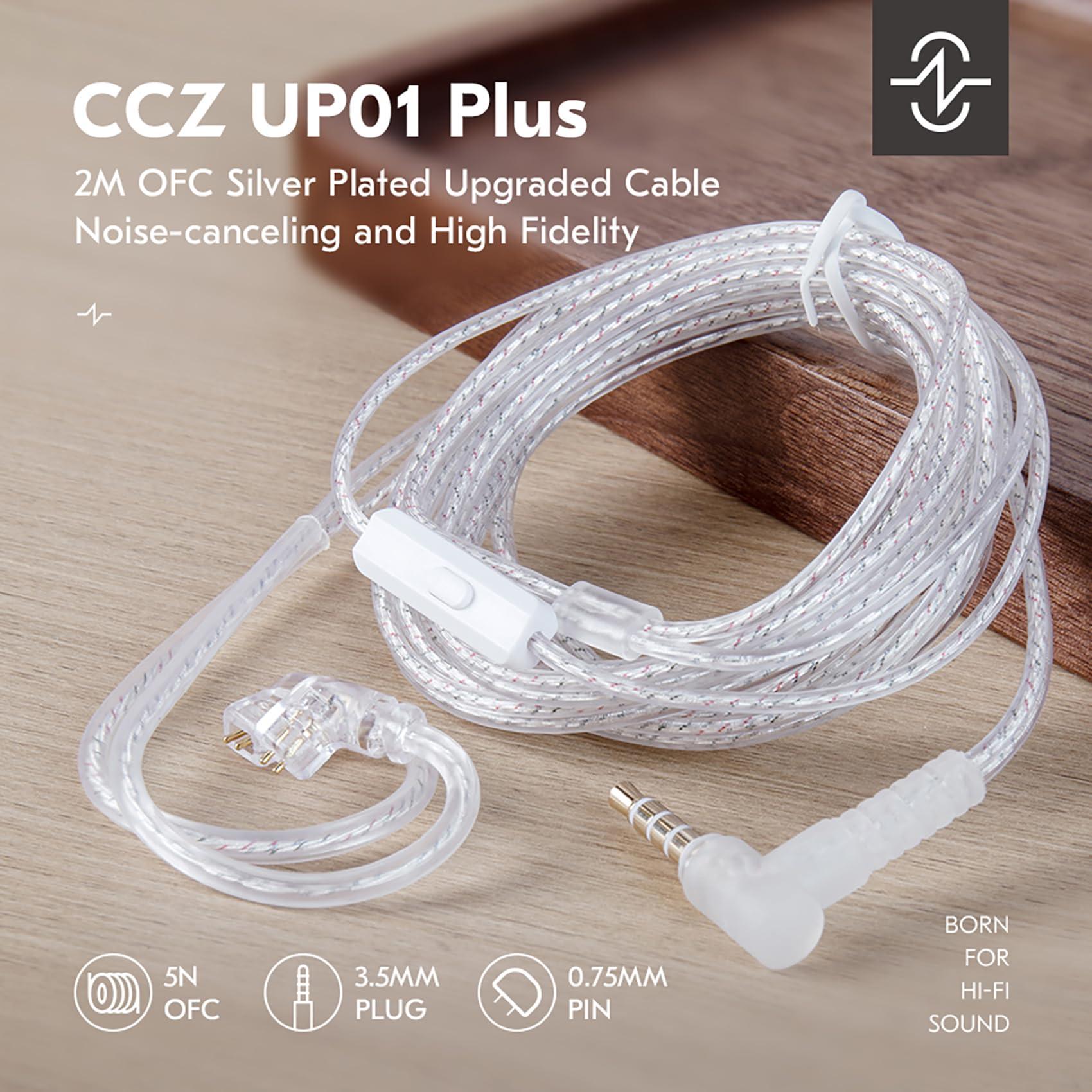 H HIFIHEAR 2 Meter Length Long IEM Cable, in Ear Monitor Cable, CCZ UP01 Plus 5N OFC Replacement Headphone Extension Cable QDC Pins for KZ ZS10 PRO/ZSN PRO X/EDX PRO/Castor/ZS12 PRO X (2PIN-C 3.5MM, without Mic)
