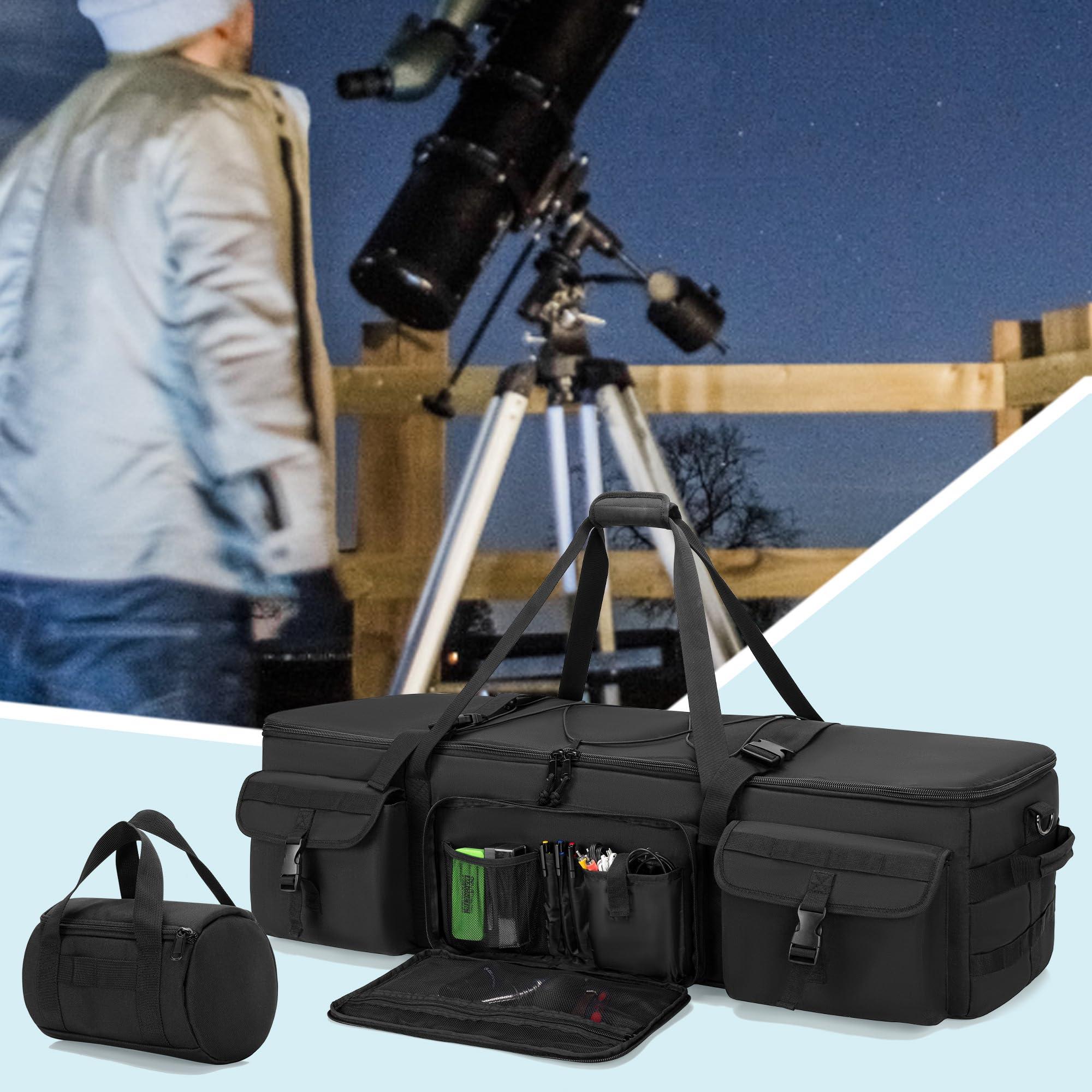 HODRANT HODRANT Large Telescope Carrying Case, Soft Pad Telescope Travel Bag Compatible with Celestron Telescope, 40 inch Telescope Storage Bag with Fixed Buckles for Optical Tube & Tripod, Attached Small Bag
