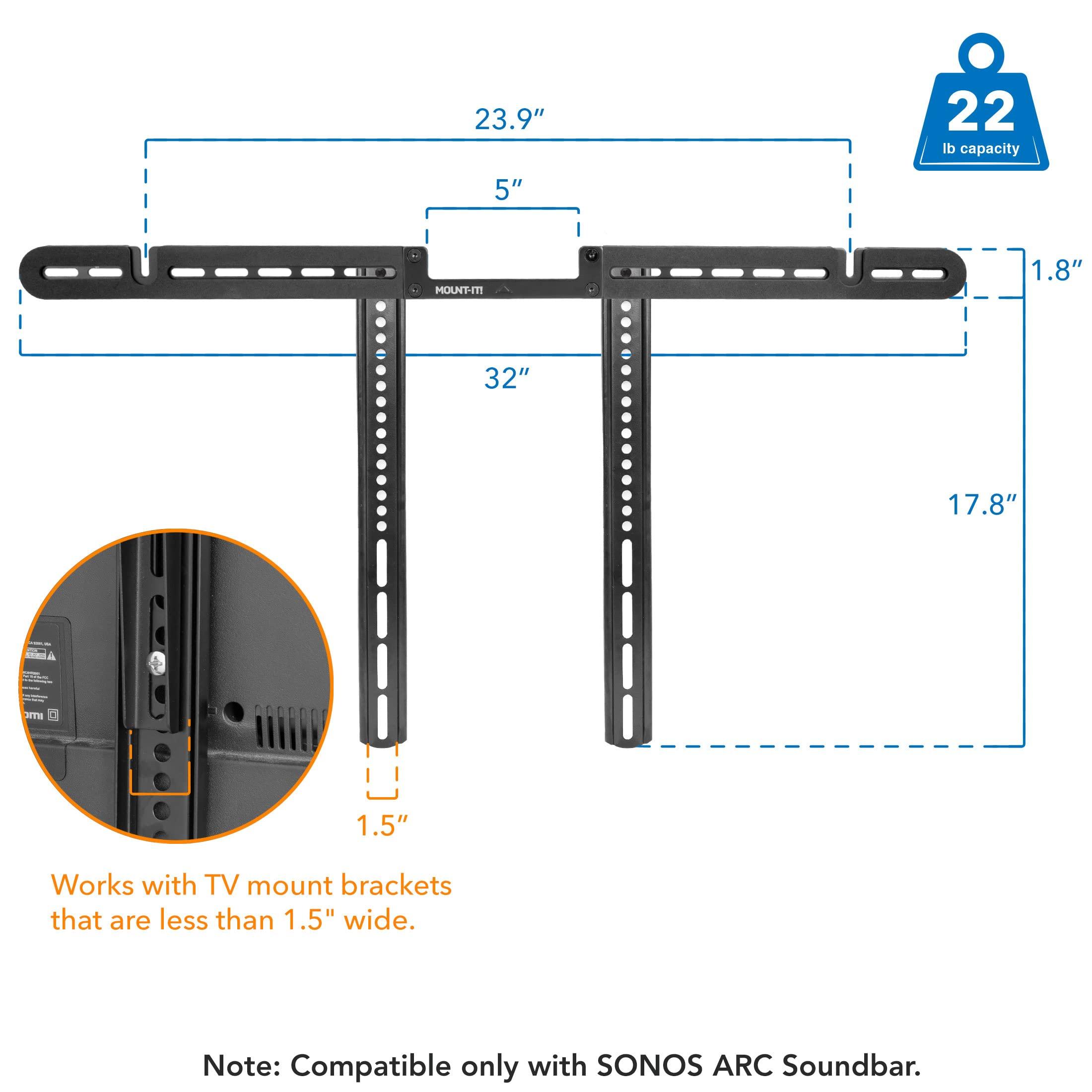 Mount-It! Mount-It! TV Speaker Bracket Compatible with Sonos Arc Soundbars | Soundbar Mount for TV to Achieve Directional Sound All Around, Designed for Compatibility with Sonos Arc