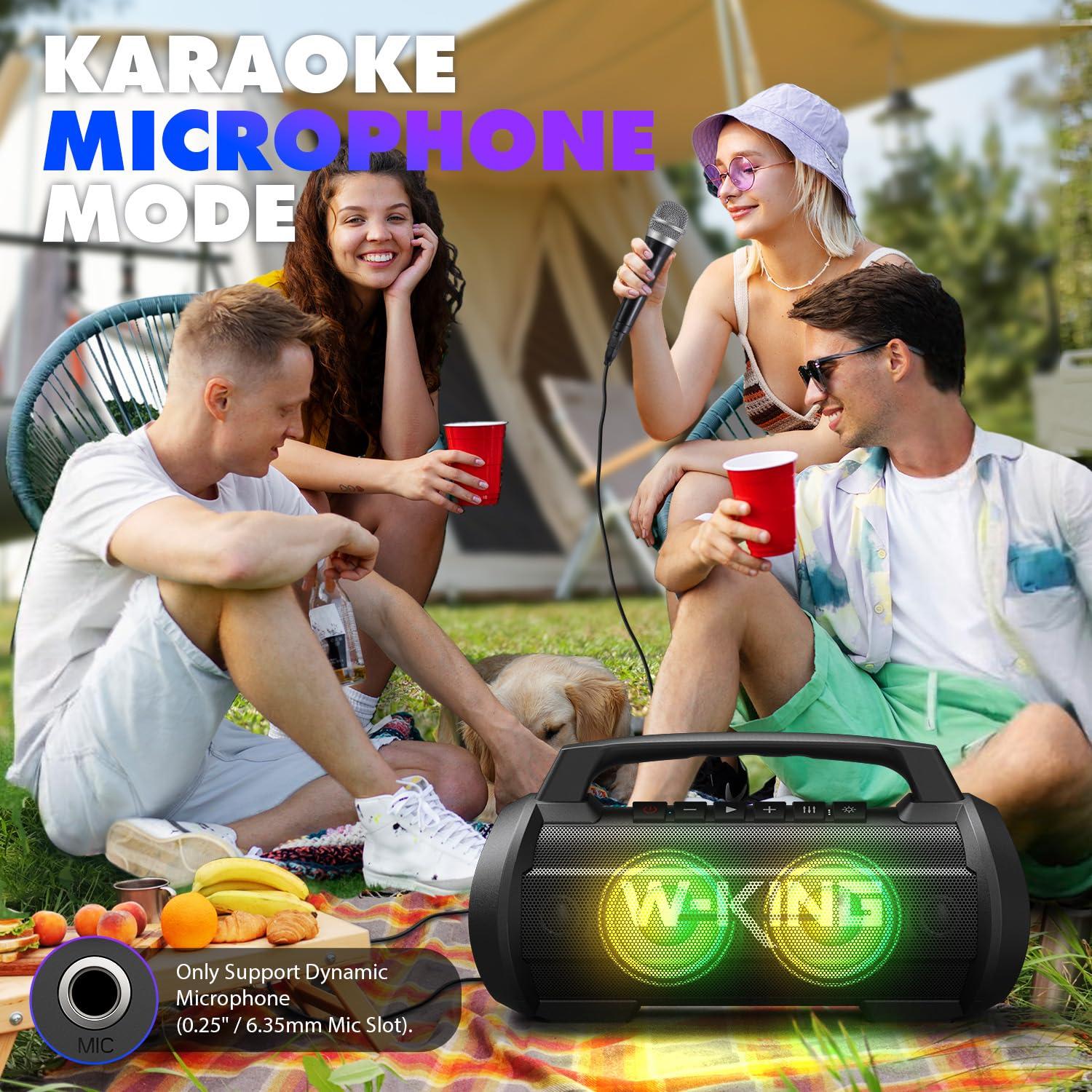 W-KING W-KING Portable Speakers Bluetooth Wireless, 120W Max Loudest Bluetooth Speaker, IPX6 Waterproof Outdoor Speaker with 70W Deep Bass/2*Subwoofer/DSP/EQ/42H/LED/MAC-in/Power Bank, Large Party Boombox