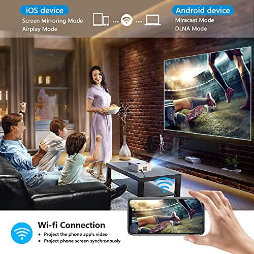 Dxyiitoo Native 1080P Projector with WiFi and Two-Way Bluetooth, Full HD Movie Projector for Outdoor Movies, 300" Display Projector 4k Home Theater, Compatible with iOS/Android/PC/XBox/PS4/TV Stick/HDMI/USB