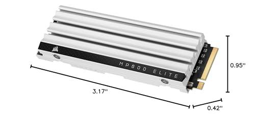 Corsair Corsair MP600 Elite 2TB M.2 PCIe Gen4 x4 NVMe SSD Optimized for PS5 Included Heatsink M.2 2280 Up to 7,000MB/sec Sequential Read High-Density 3D TLC NAND White