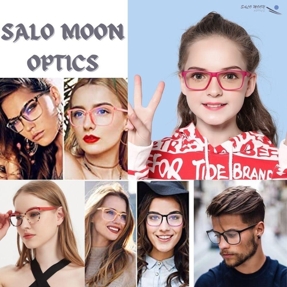 SALO MOON OPTIC SALO MOON OPTIC Anti-Reflective Reading Glasses with Blue Light Blocking Technology Ideal for Gaming and Computer Work (TRANSPARENT PINK)