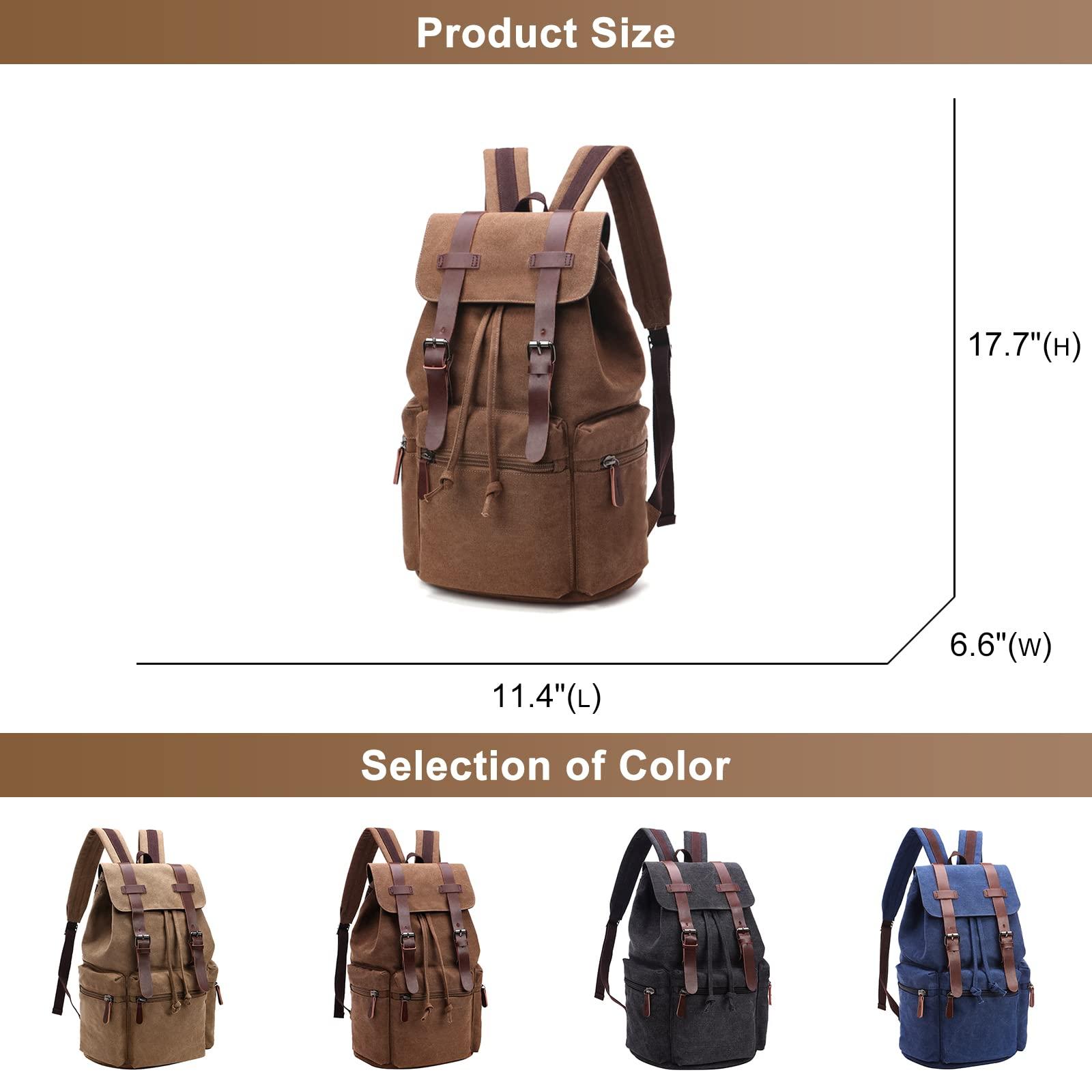 Lachero Men's 17 inch Laptop Backpack Large Capacity Vintage Business Canvas Travel Duffel Bags Weekender Overnight Bookbag (Blue)