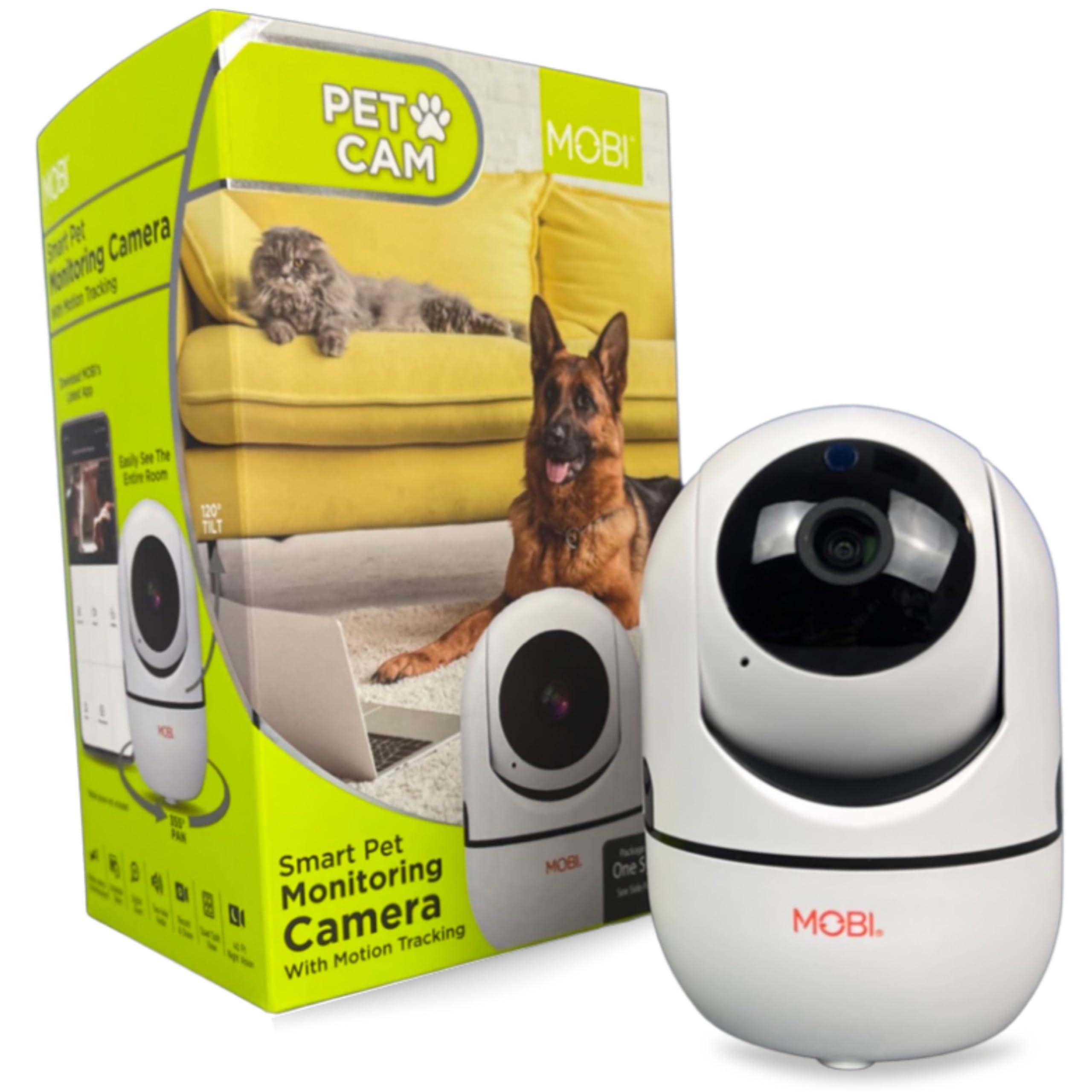 MOBI MOBI MobiCam HDX Wi-Fi Pan & Tilt Smart Pet Monitoring Camera, Pet Video Monitor, Night Vision IP Camera, Motion Detection, Full HD, Two-Way Audio, Remote View & Recording with Free Smart App