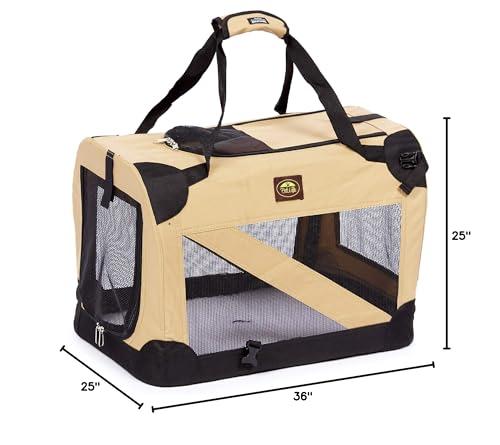 Pet Life Pet Life Folding Zippered 360 Degree Vista View House Pet Crate in Khaki, 36" L x 25" W x 25" H