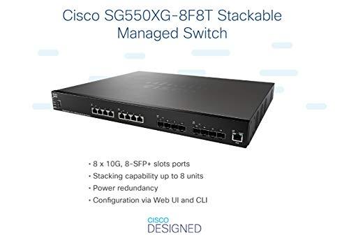 Cisco Cisco SG550XG-8F8T Stackable Managed Switch | 16 Ports 10 Gigabit | 8 Ports 10GBase-T | 8 SFP+ Slots | L3 Dynamic Routing | Limited Lifetime Protection (SG550XG-8F8T-K9-NA)