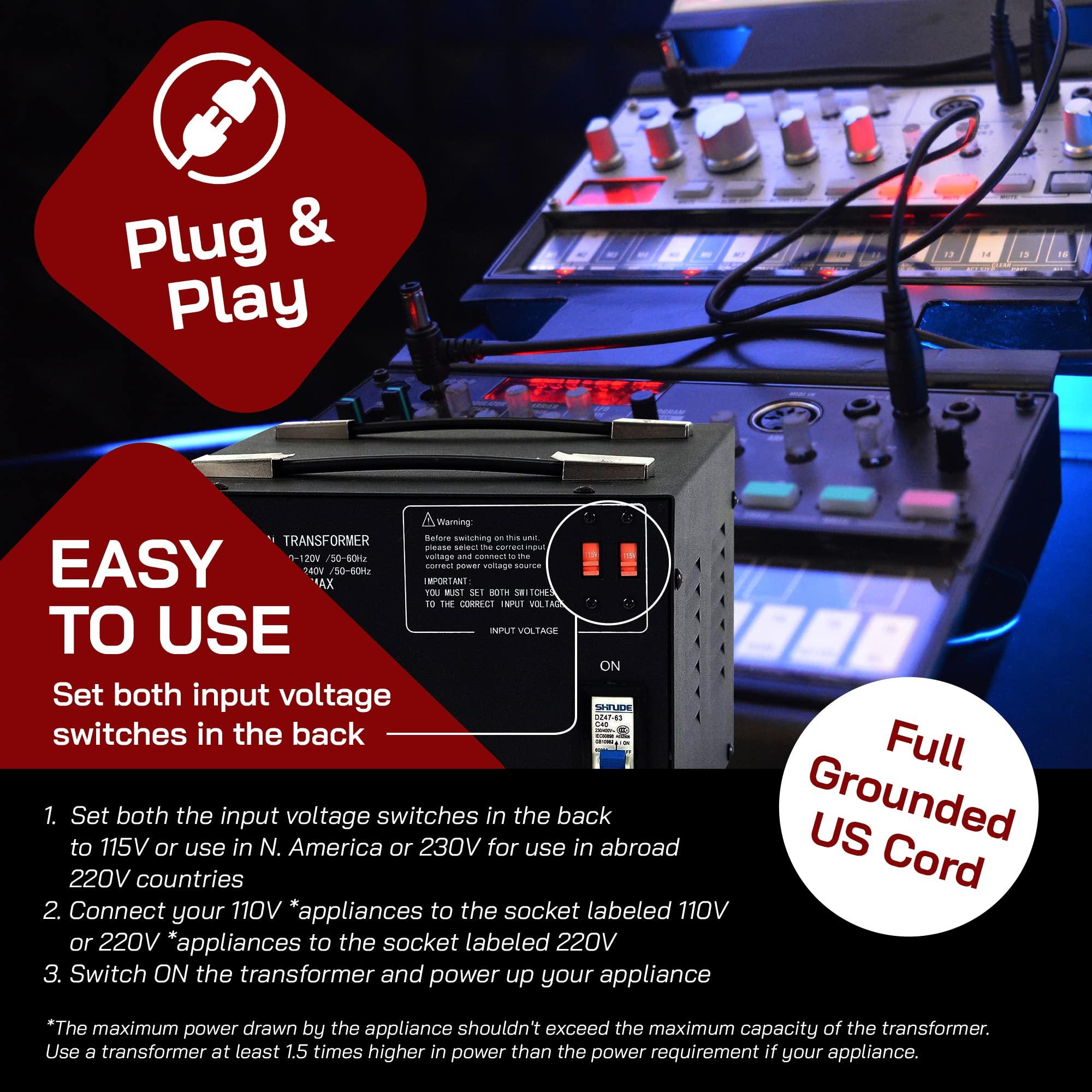 LiteFuze LiteFuze LT Series 5000 Watt Voltage Converter Transformer Step Up/Down - 110v to 220v / 220v to 110v Power Converter - Fully Grounded Cord - Universal Socket, CE Certified