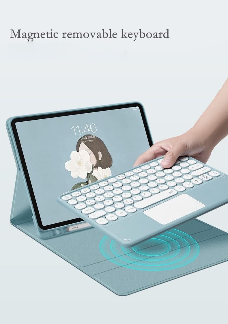 GOOVEN Keyboard case for iPad Air 10.5 inch, iPad Air3 3rd Gen case with touchpad Built-in Pencil Holder Removable Smart Bluetooth Keyboard Cover Round keycap (iPad Air3/Pro10.5, Pink)