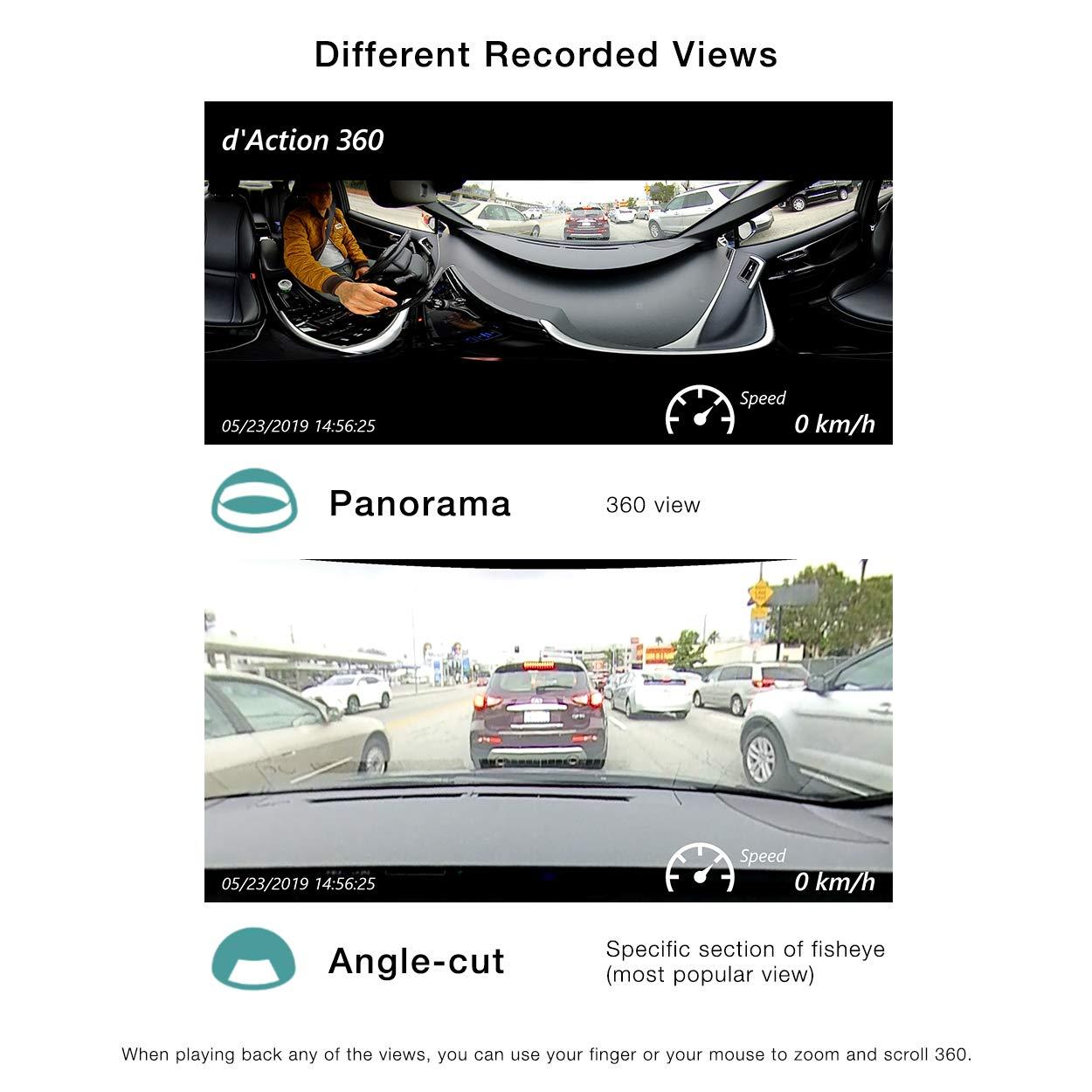 Razo RAZO DC3000A d’Action 360, 360 Degree Dash Cam: 4K Dash Camera for Car with Built-in WiFi and GPS, Sony Video Sensor, WDR, 3-Axis G-Sensor, Stereo Microphone, Complete Car Camera Video Security