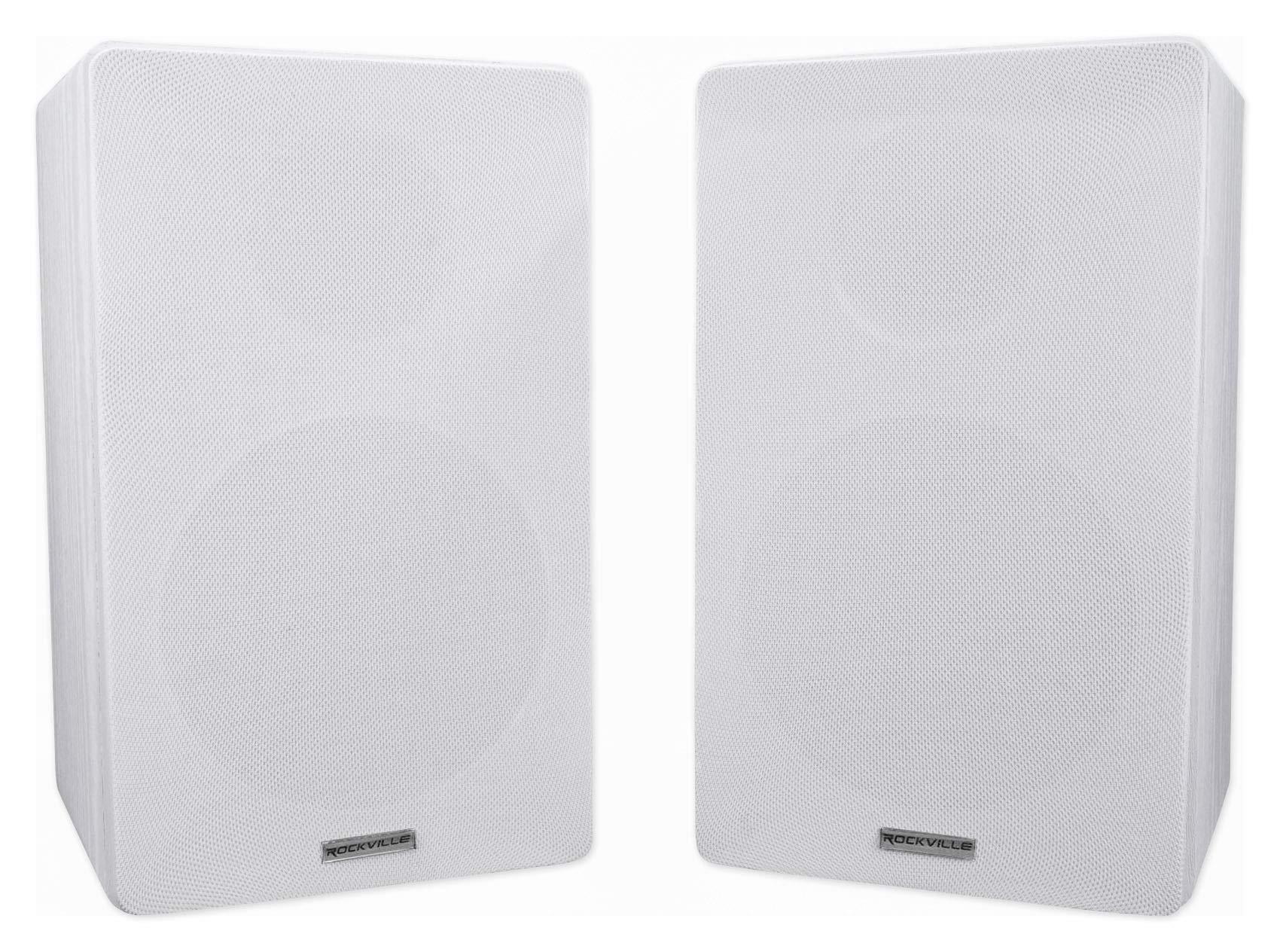 Rockville Rockville (2) RockShelf 64W White 6.5" Home Bookshelf Speakers+8" Speaker Stands