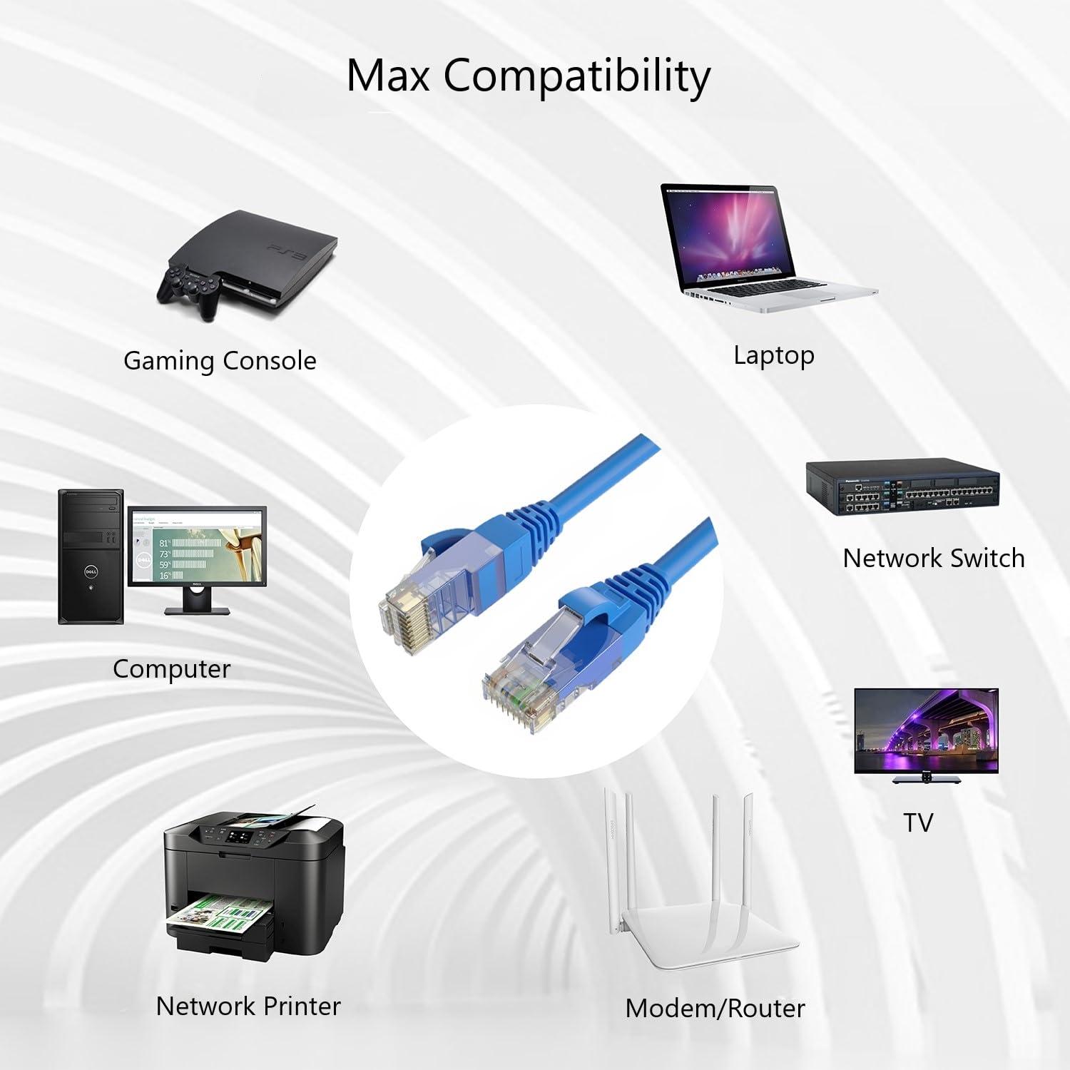 QualGear QualGear QG-CAT6R-CCA-100FT-BLU CAT 6 High Speed Internet and Ethernet Cable for Home and Office Use - 24 AWG, Up to 1 Gbps, 250MHz, Gold Plated Contacts, RJ45, CCA, Blue - 100ft