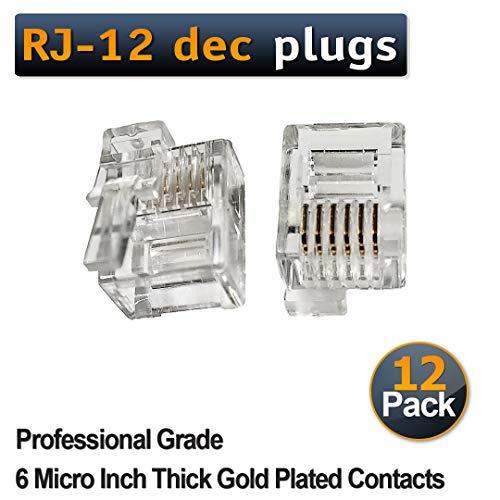 AmzDeals AmzDeals RJ12 DEC 6P6C Modular Plugs with Left Latch Offset Tab (12 Pack)