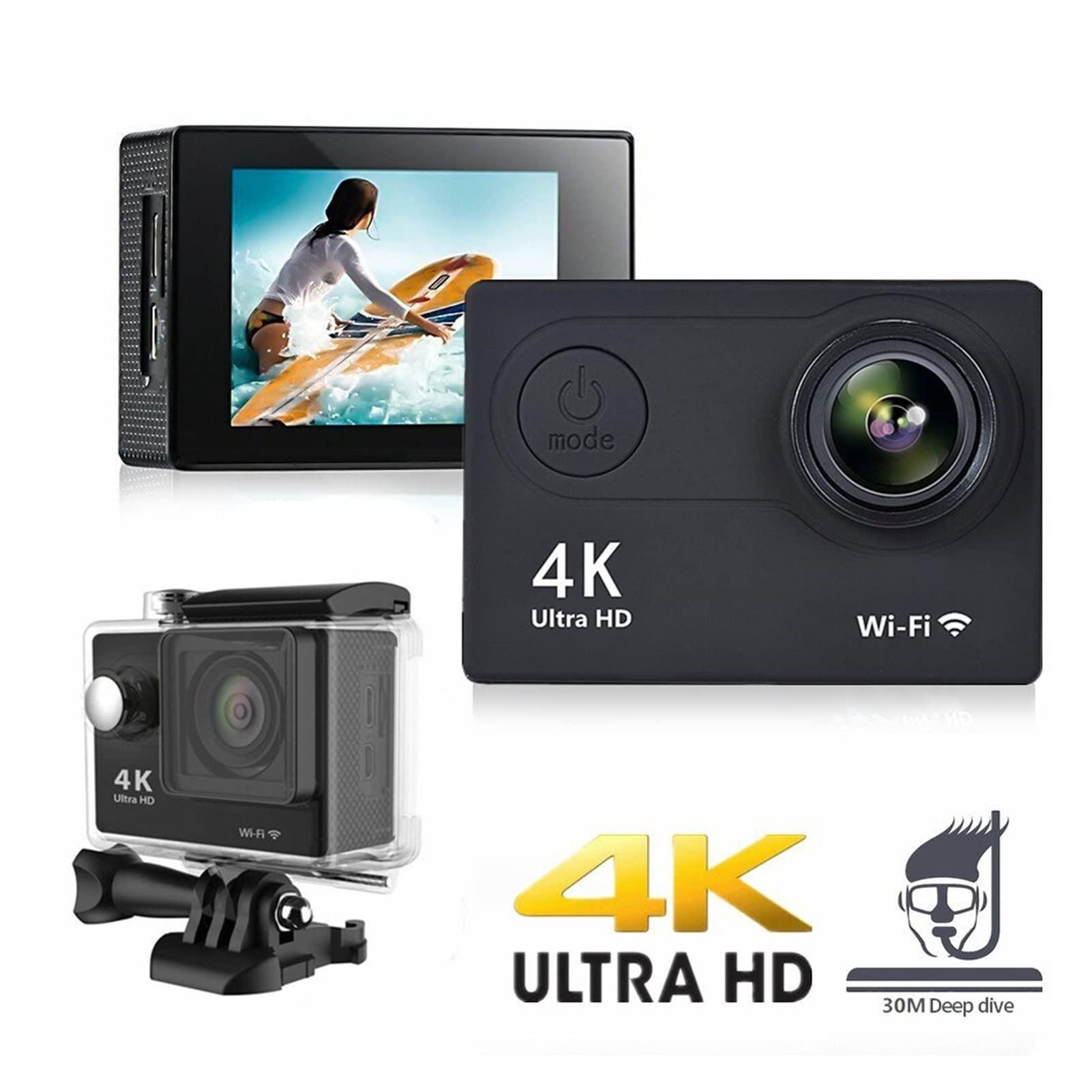 adsfvjndjcvdjcnjzsd Action Camera Action Camera 4K WiFi 2.0 Inch Mini 12MP Outdoor Go Waterproof Pro 170D Bicycle Helmet Photo Video Recording 4K Sport Cam DV Time Lapse (Color : Lens Size : Small)