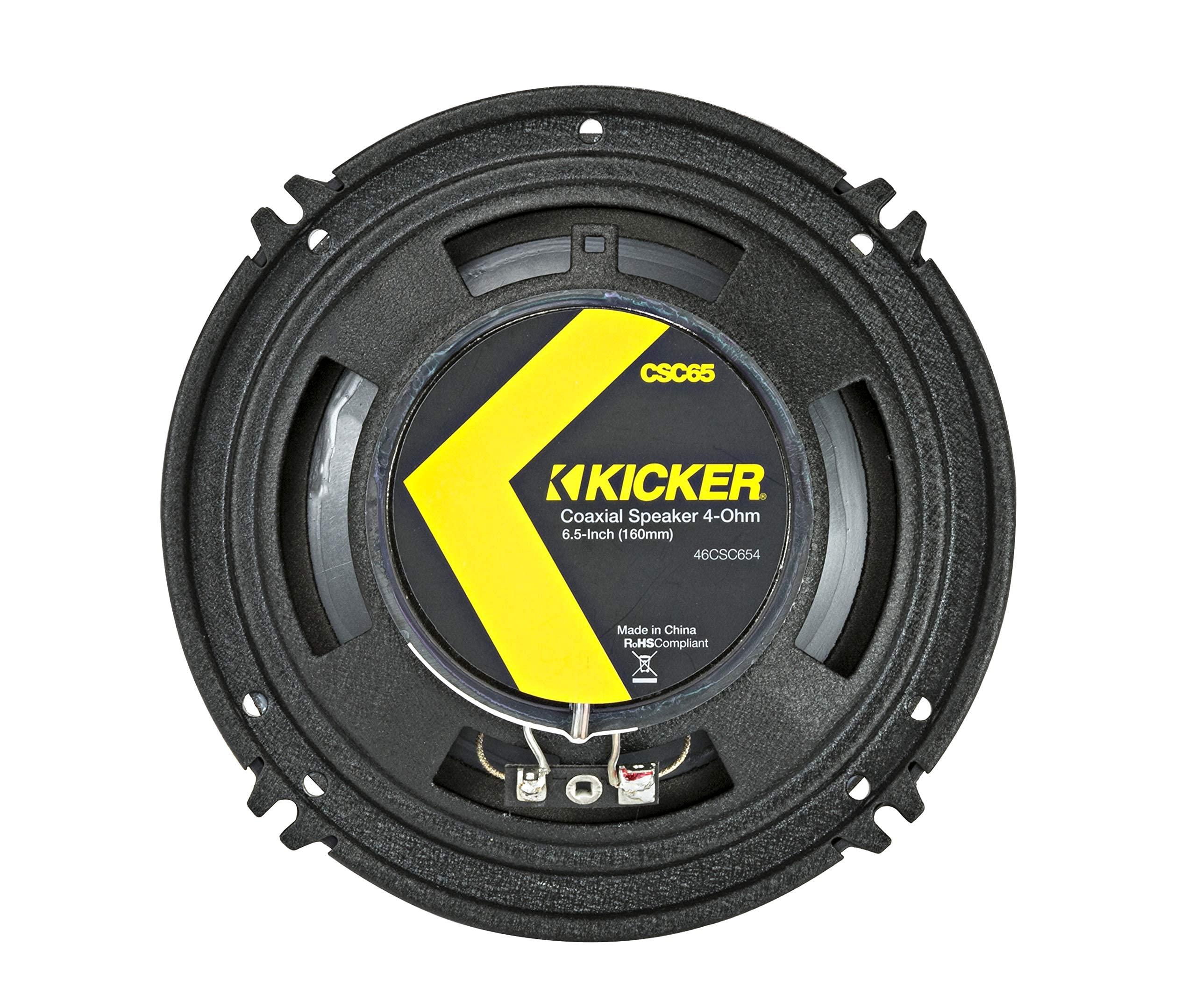 KICKER KICKER CSC65 CS Series 6.5 Inch 300 Watt 4 Ohm 2-Way Car Audio Coaxial Speakers System with Polypropylene Cone, PEI Tweeters & EVC Technology, Pair (Renewed)