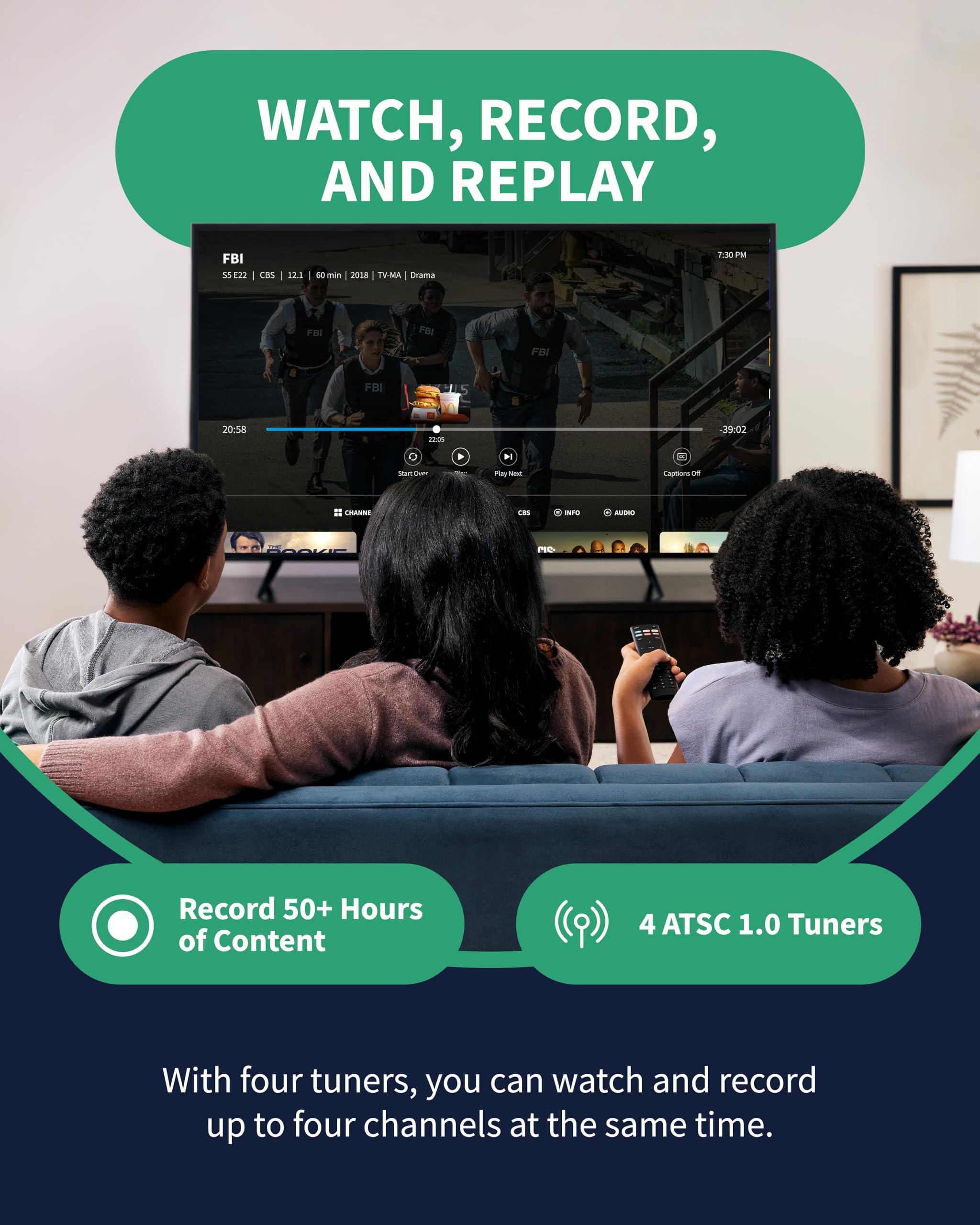 Tablo TV Tablo 4th Gen 4-Tuner Over-The-Air (OTA) DVR + 35-Mile Indoor TV Antenna - Watch, Pause & Record Live TV, News, Sports & Movies Throughout Your Home Over Wi-Fi - 50+ Hrs Recording - No Subscriptions