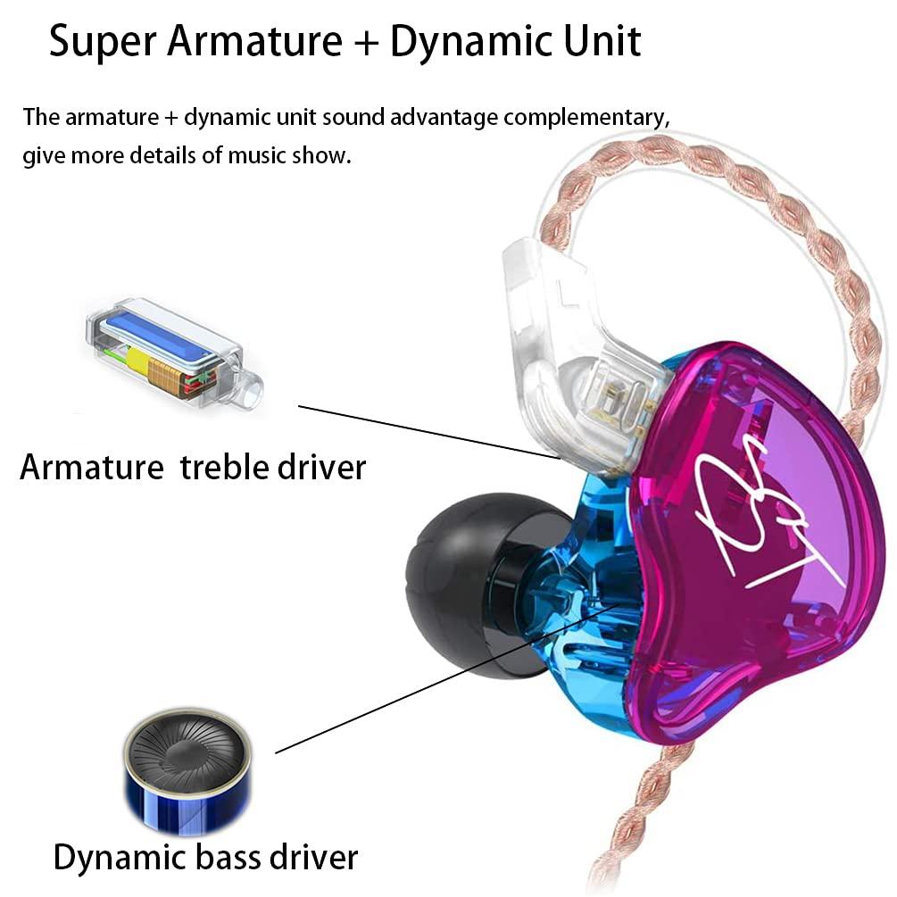 CCA KZ ZST 1BA 1DD in Ear Earphone Clear HiFi Monitor Earbuds Wired Sport Gaming Earphone for Musician Singer Audiophile