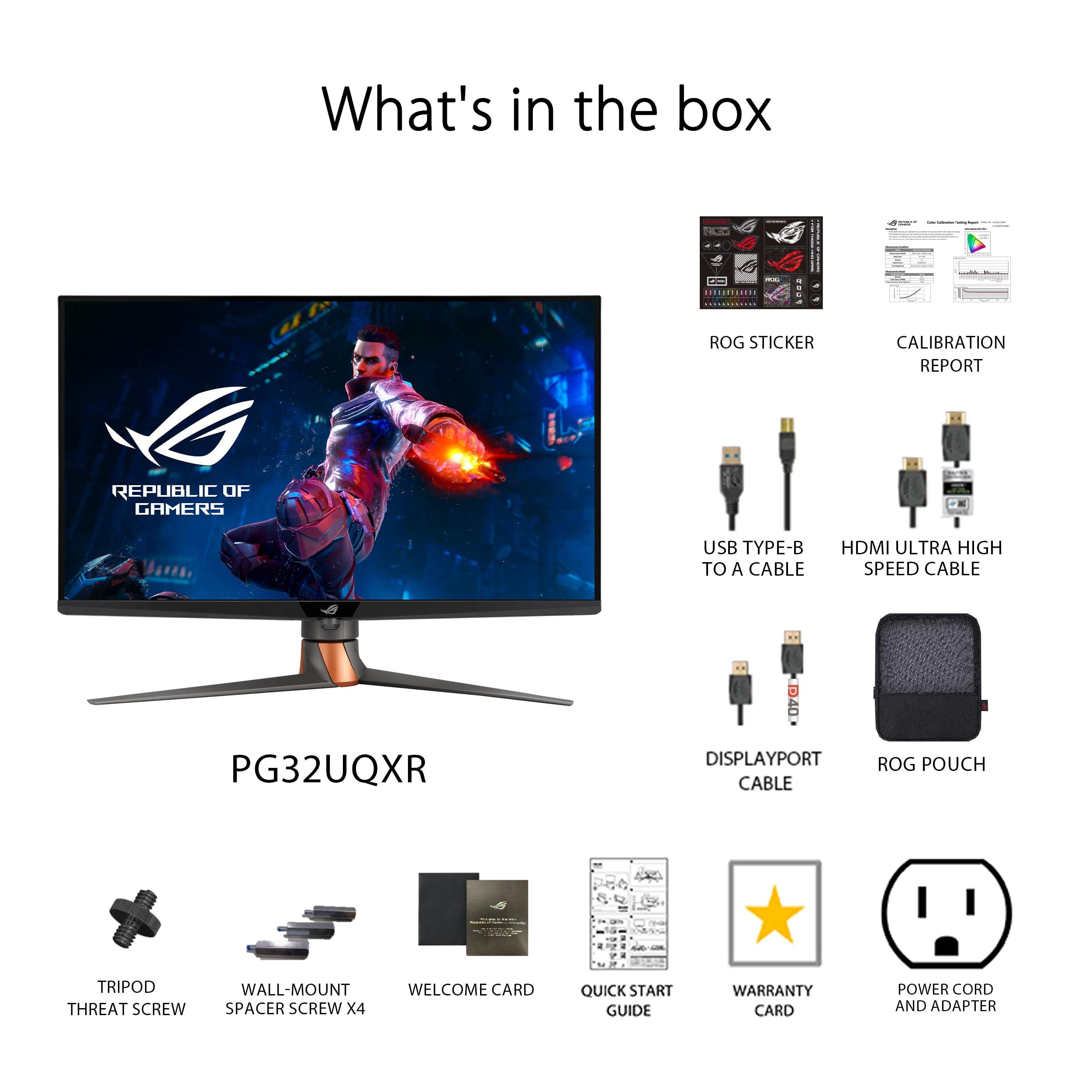 ASUS ASUS ROG Swift PG32UQR 32 4K HDR 144Hz DSC HDMI 2.1 Gaming Monitor - UHD (3840 x 2160), IPS, 1ms, G-SYNC Compatible, Extreme Low Motion Blur Sync, Eye Care, DisplayPort, USB, DisplayHDR 600,BLACK