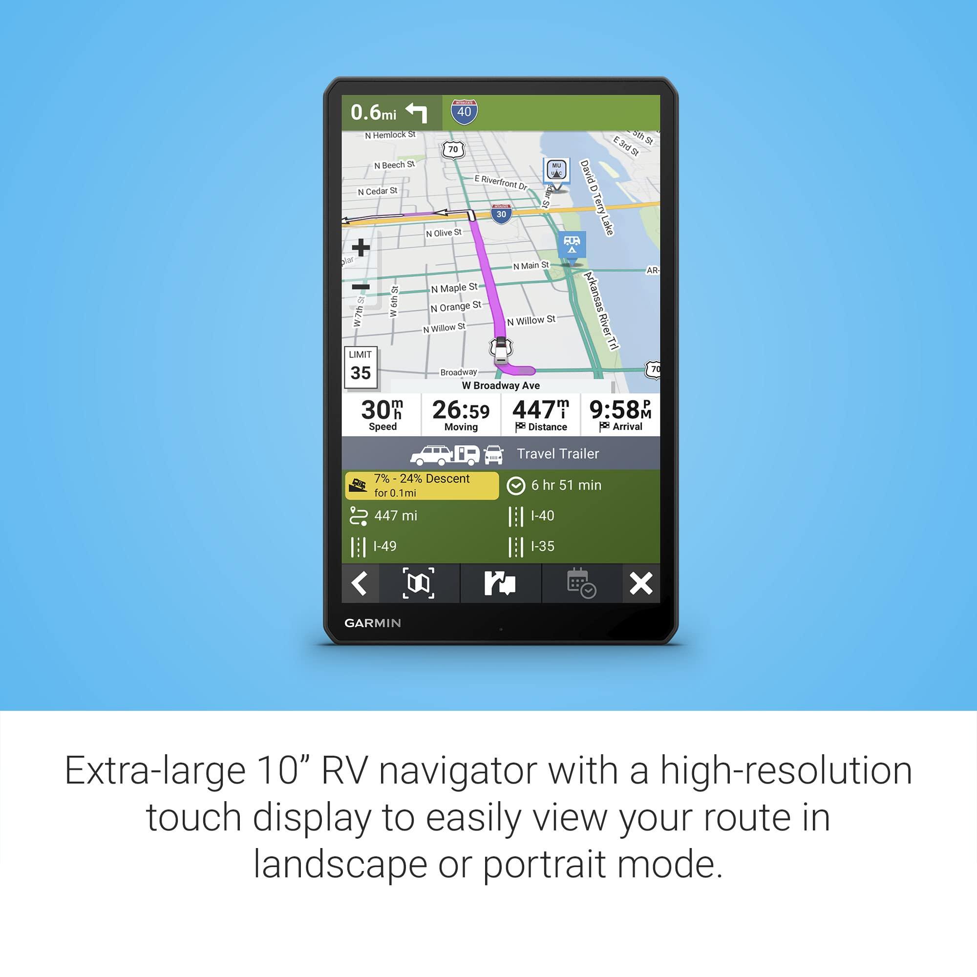 Garmin Garmin RV 1095, Extra-Large, Easy-to-Read 10 GPS RV Navigator, Custom RV Routing, High-Resolution Birdseye Satellite Imagery, Directory of RV Parks and Services, Landscape or Portrait View Display