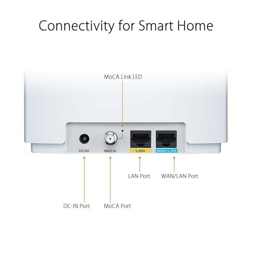 ASUS ASUS ZenWiFi AX Hybrid(XC5) AX3000 + MoCA 2.5 Mesh WiFi 6 System (2pk) - Whole Home Coverage up to 3,500 Sq.Ft. & 4+ Rooms for Thick Walls, AiMesh, Lifetime Security, Easy Setup