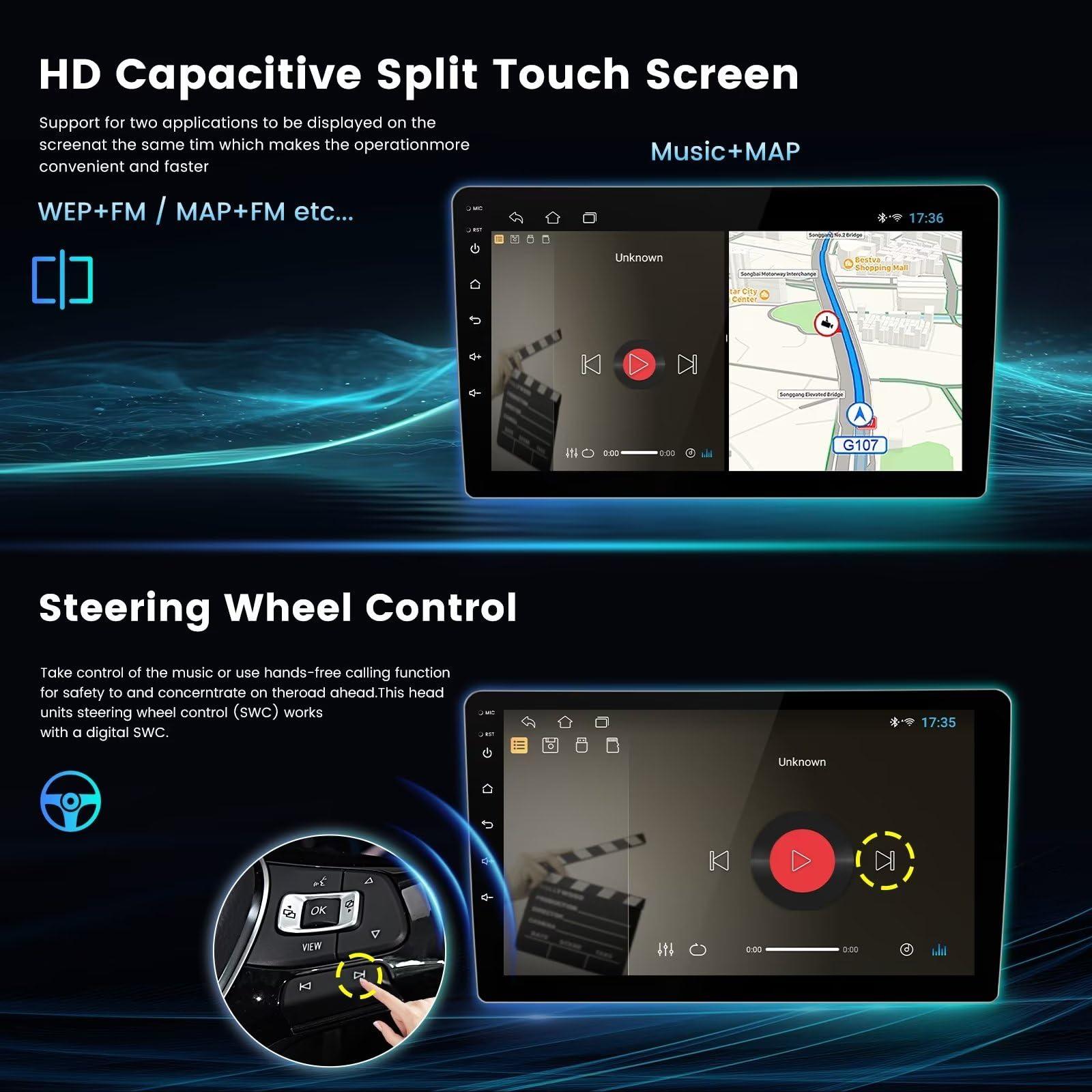 RONGJI Radio for Honda Accord 7th 2003 2004 2005 2006 2007 Stereo Upgrade Dash Kit Car GPS Navigation,2+32GB 10" IPS Touch Screen Head Unit with Car-Play & Android Auto/SWC/Rear View