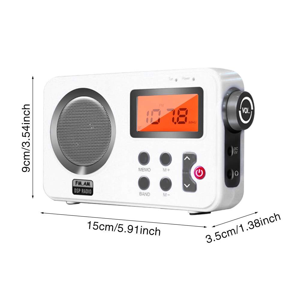 EMVANV Shower Radio Speaker, Portable LCD Display Stereo Radio with AM/FM Radio/RDS System Long Playback Time Radio with Preset 20 Radio Stations for Bathroom, Hot Tub, Outdoor(White)